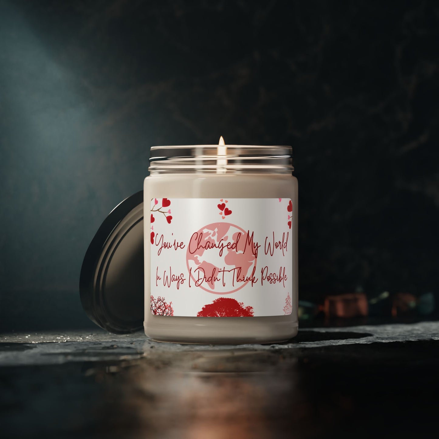 Sentimental Valentine Candle Gift For Partner Scented Long-Burning V-Day Soy Wax Candle Anniversary Love-Themed Decorative Globe and Heart Gift Candle