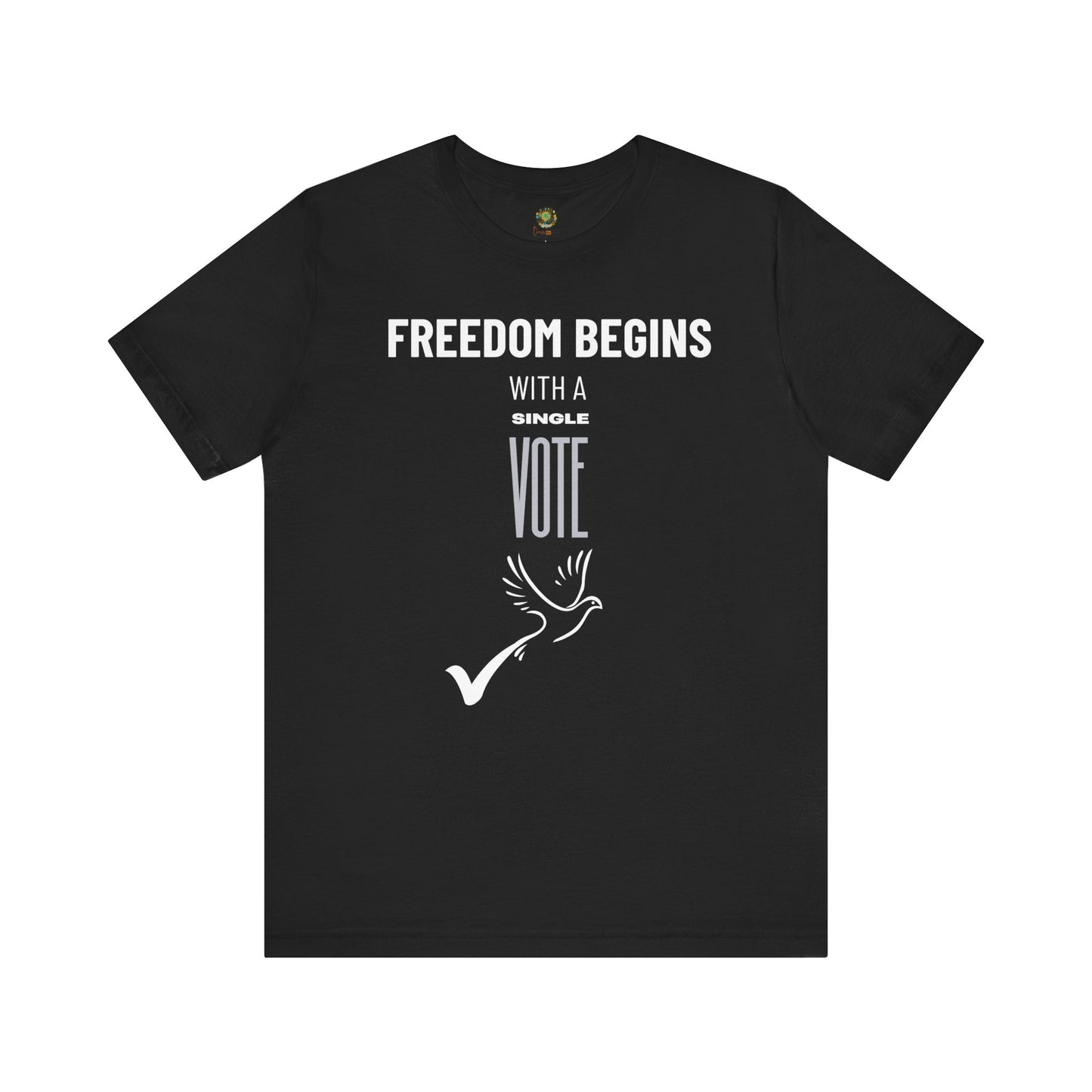 US Election 2024 T-Shirt Freedom Begins With A Single Vote Neutral Grey Civic Engagement Tee Trendy Political Top