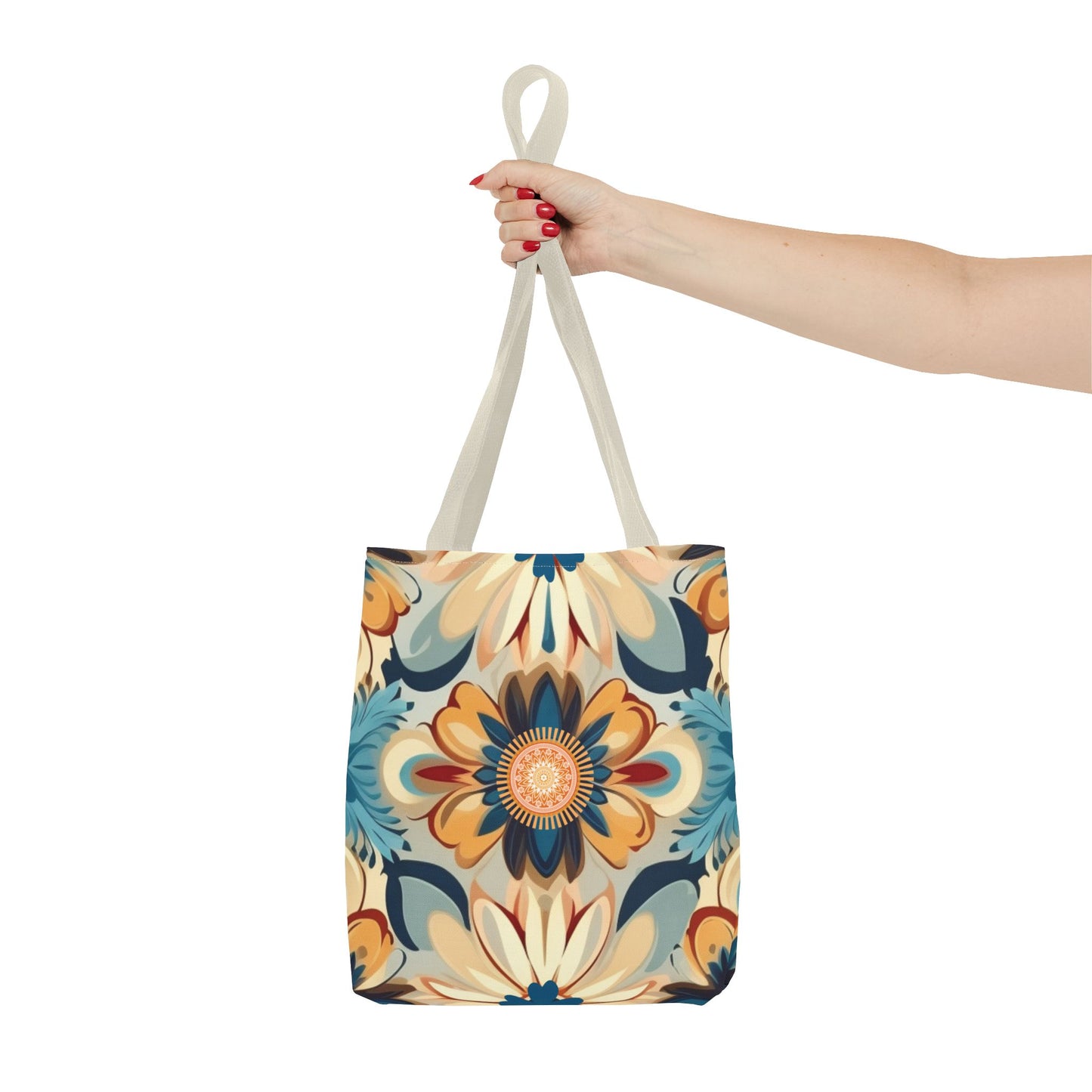 Bohemian Style Floral Tote With Medallion Accent Trendy Multipurpose Everyday Carryall Eye-Catching Design Fashionable Shopper