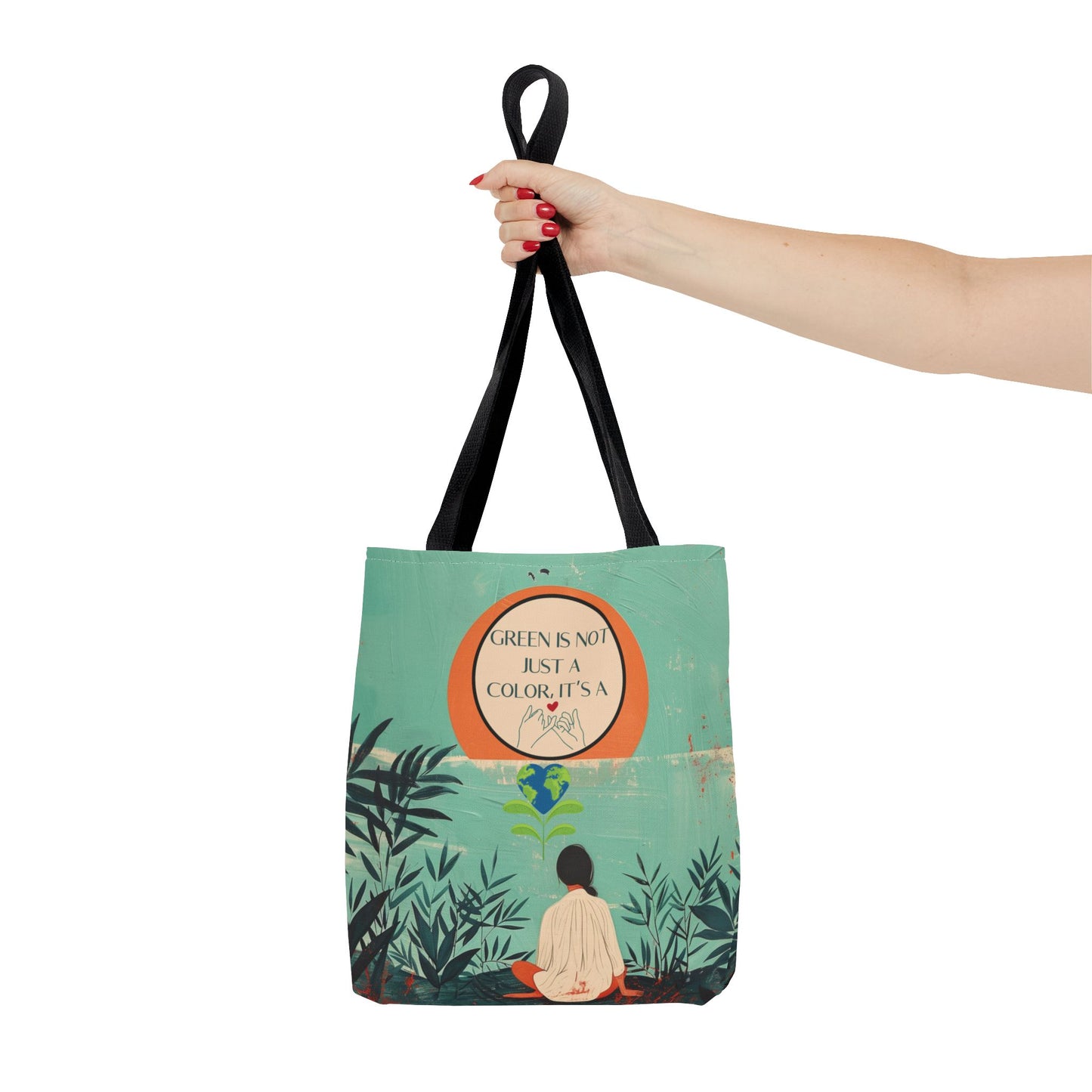 Sustainable Nature-Inspired Planet Pledge Earth Day Reusable Tote Environmentalist Pinky-Promise Design Planet Positive Eco-Conscious Tote Bag