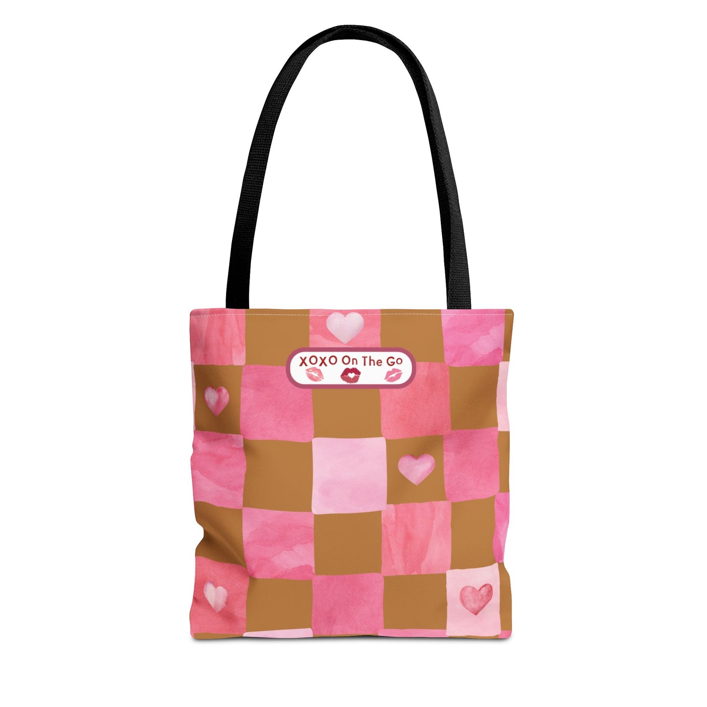 Gen Z Pink and Brown Checkerboard Bag Valentine's Gift For Romantic Occasions Love Themed Aesthetic Trendy Pink Tote For Young Women