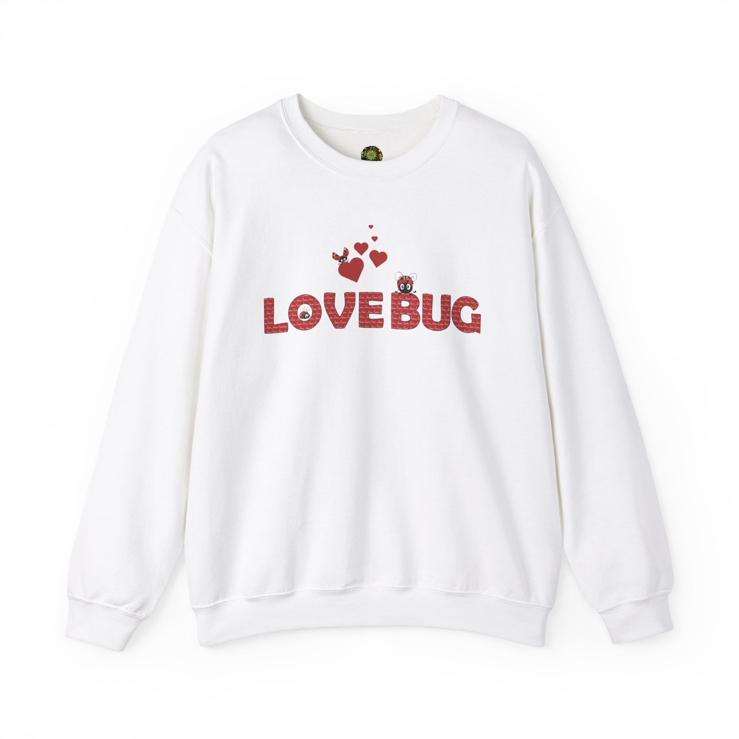 Ladybug Design Valentine's Day Sweatshirt Romantic V-Day Crewneck Gift For Her Sustainable Cotton Love-Themed Wardrobe Essential Love Apparel