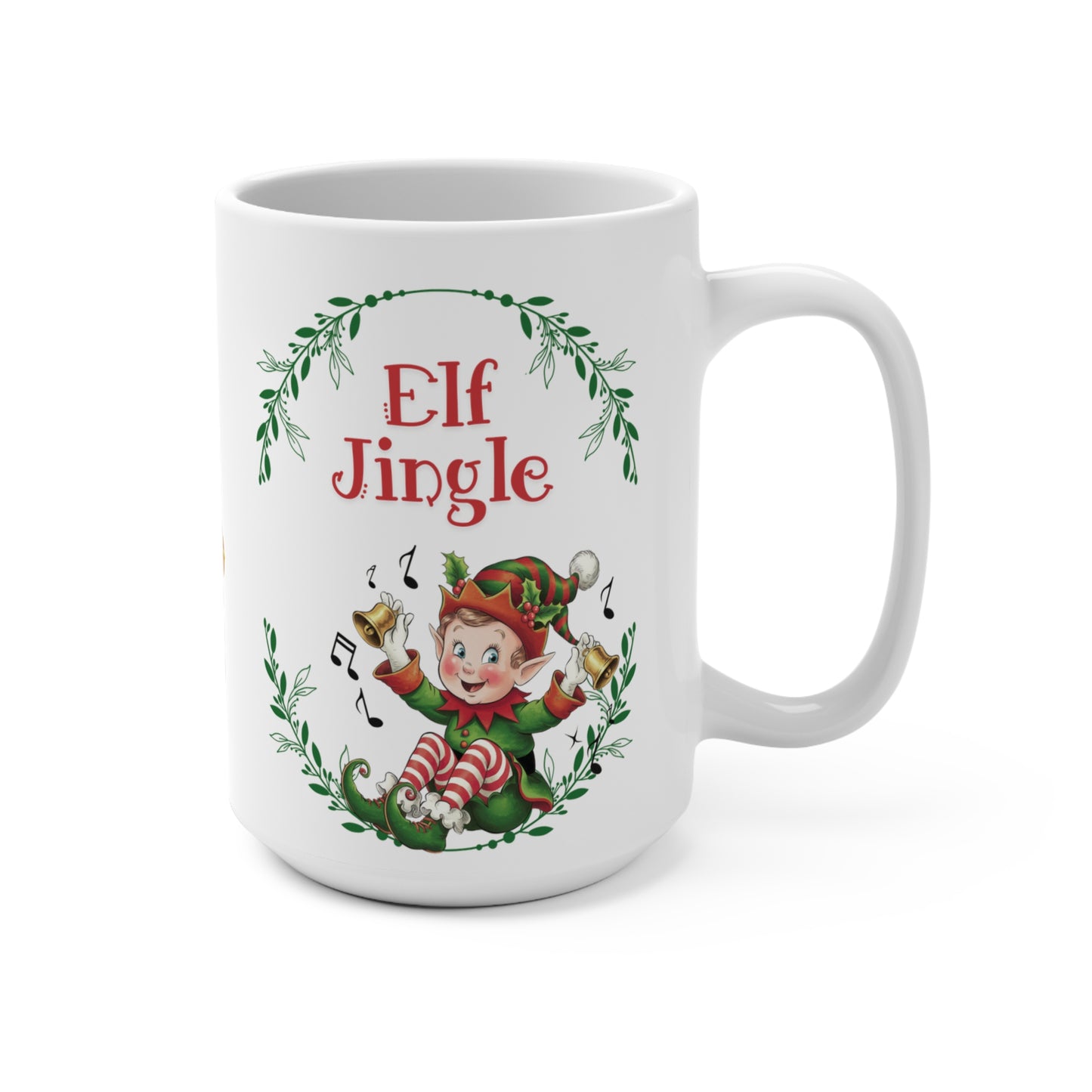 Christmas Elf Bell-Ringing Mug Nostalgic Seasonal Gift Retro Elf Whimsical Retro Holiday Drinkware Gift Mug