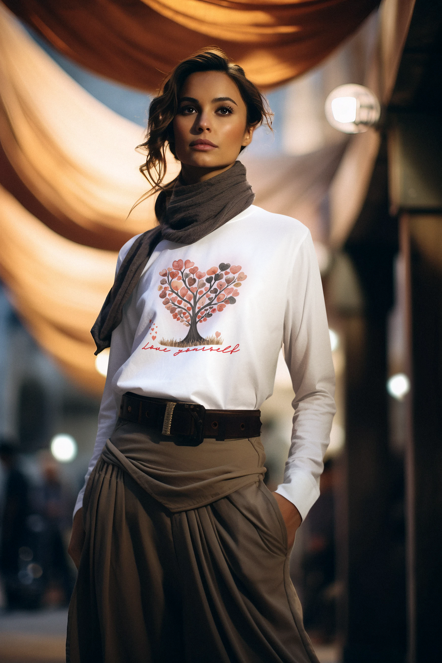 Cotton Long Sleeve Self-Love Valentine Shirt Inspirational Gift Tee Perfect For Women Romantic Love-Themed Apparel Gentle Reminder T-Shirt
