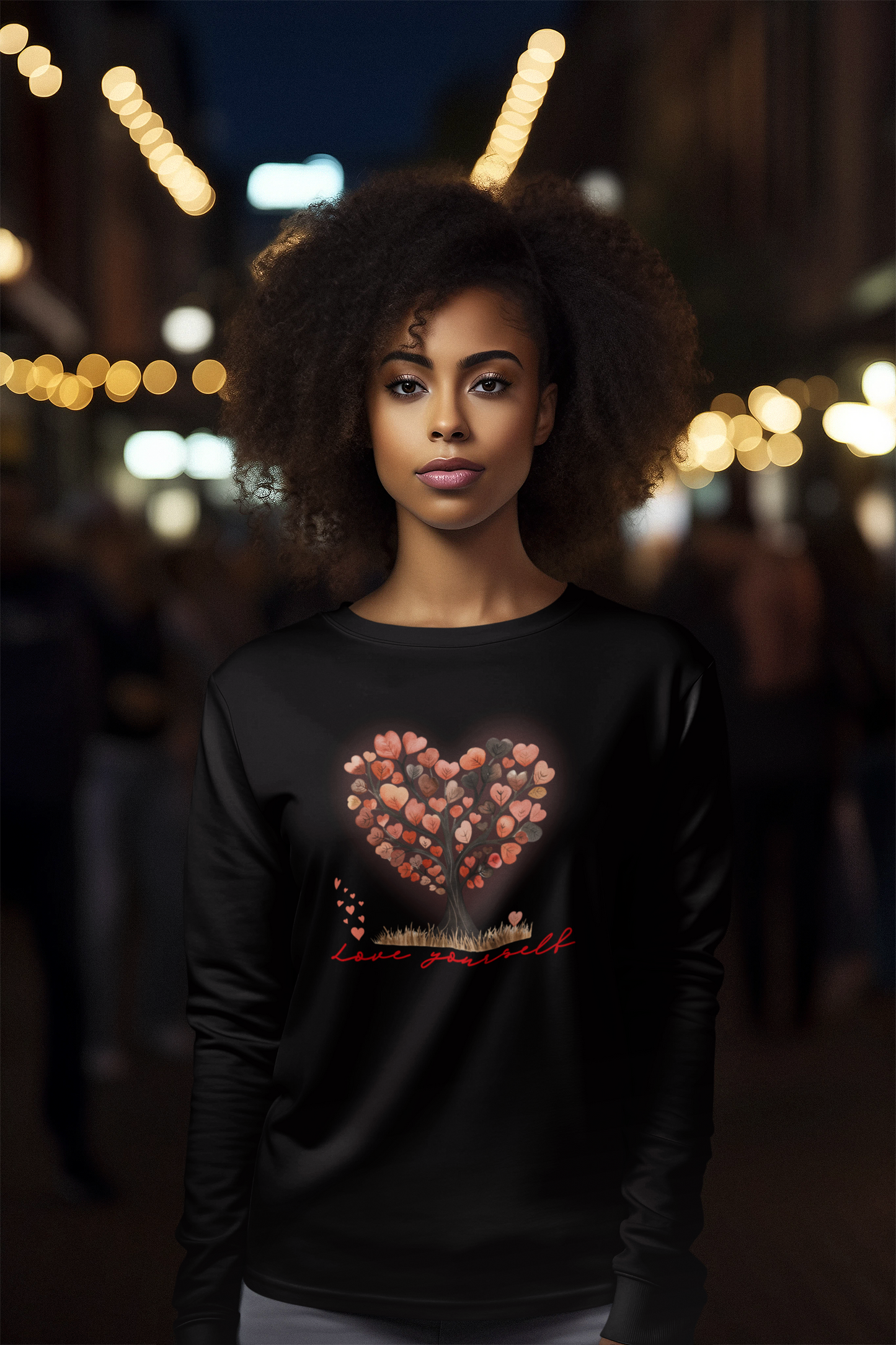 Cotton Long Sleeve Self-Love Valentine Shirt Inspirational Gift Tee Perfect For Women Romantic Love-Themed Apparel Gentle Reminder T-Shirt