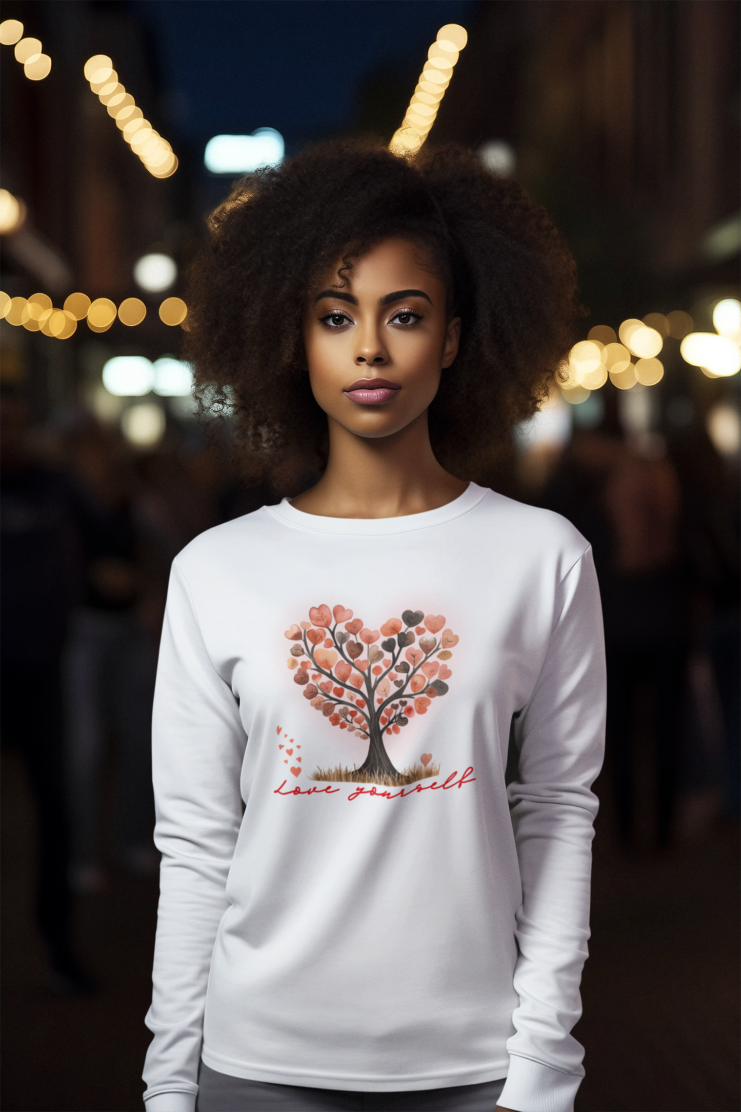 Cotton Long Sleeve Self-Love Valentine Shirt Inspirational Gift Tee Perfect For Women Romantic Love-Themed Apparel Gentle Reminder T-Shirt