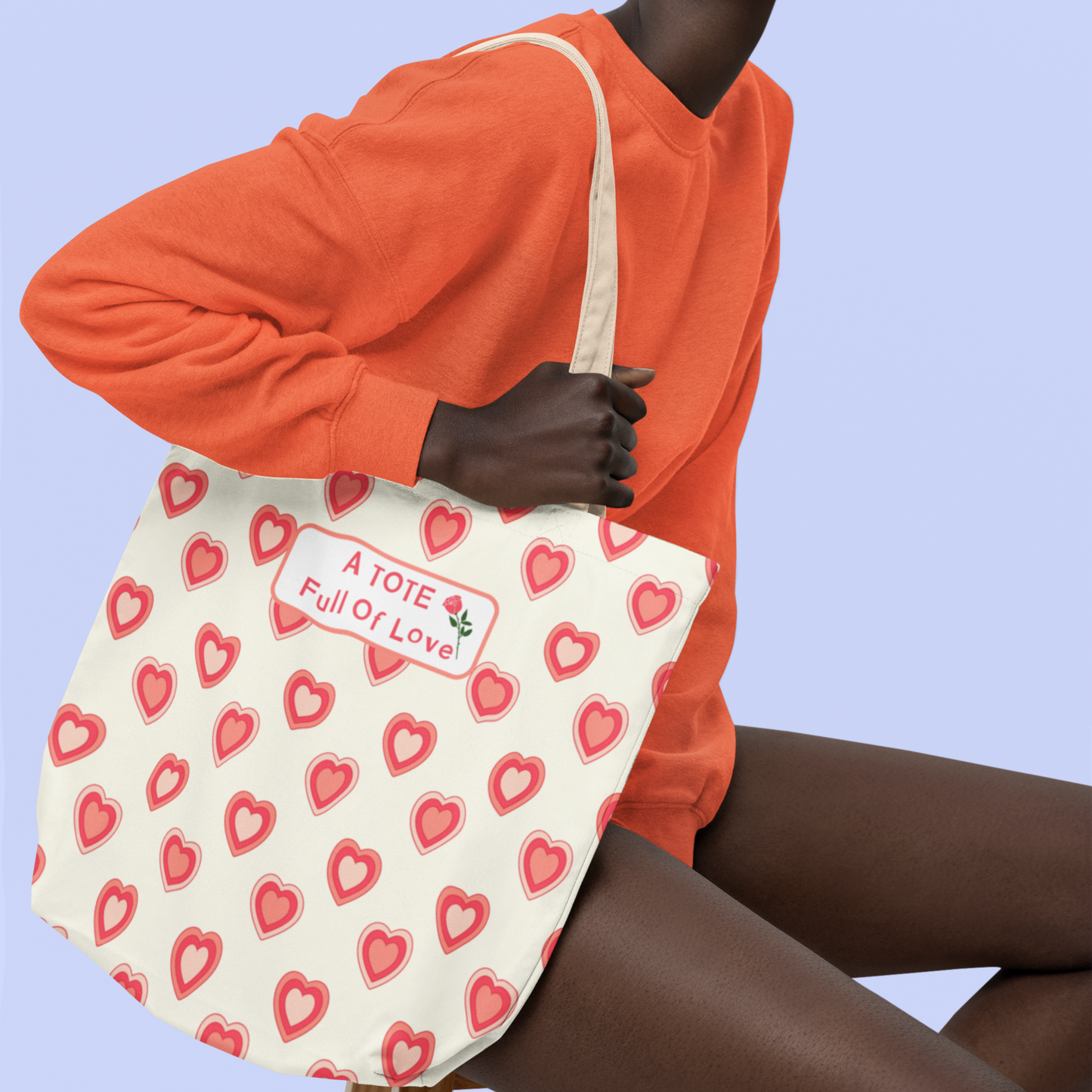 Fashionable Valentine's Day Tote With Romantic Vibes Hearts Accessory Bag For Weddings Or Perfect Gift For Her Chic Beige and Pink Tote Bag
