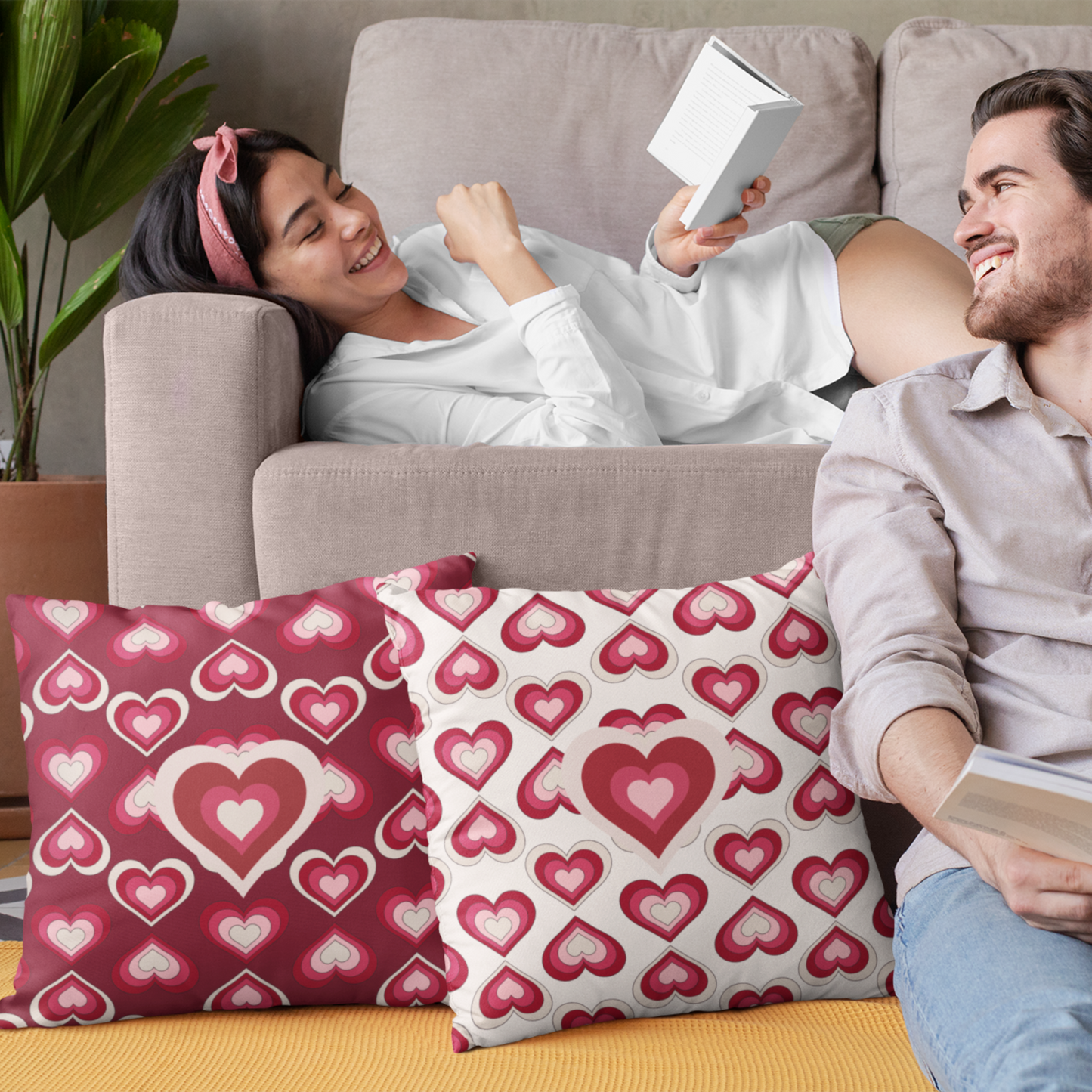 Double-Sided V-Day Heart Pillow Romantic Gift Idea Decorative Cushion For Couples Love-Inspired Decorative Pillow For All Seasons