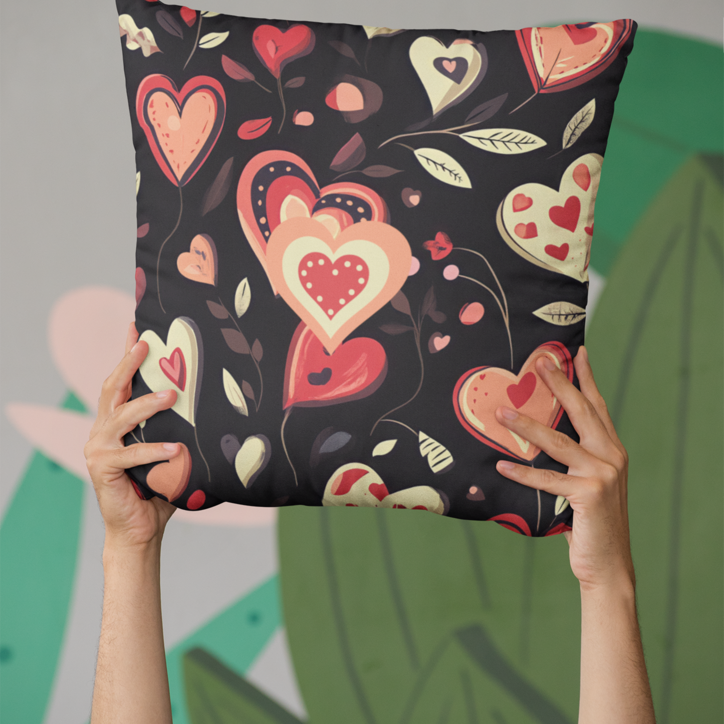 Romantic Valentine Decor Accent Pillow Gift For Her Heart Patterned Home Accessory Double-Sided Love-Themed Accent throw Pillow V-Day Present