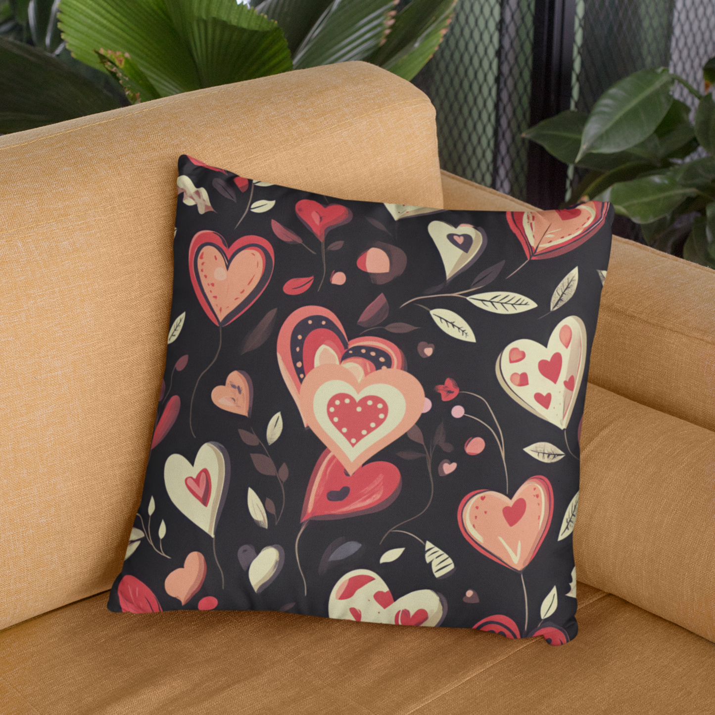 Romantic Valentine Decor Accent Pillow Gift For Her Heart Patterned Home Accessory Double-Sided Love-Themed Accent throw Pillow V-Day Present