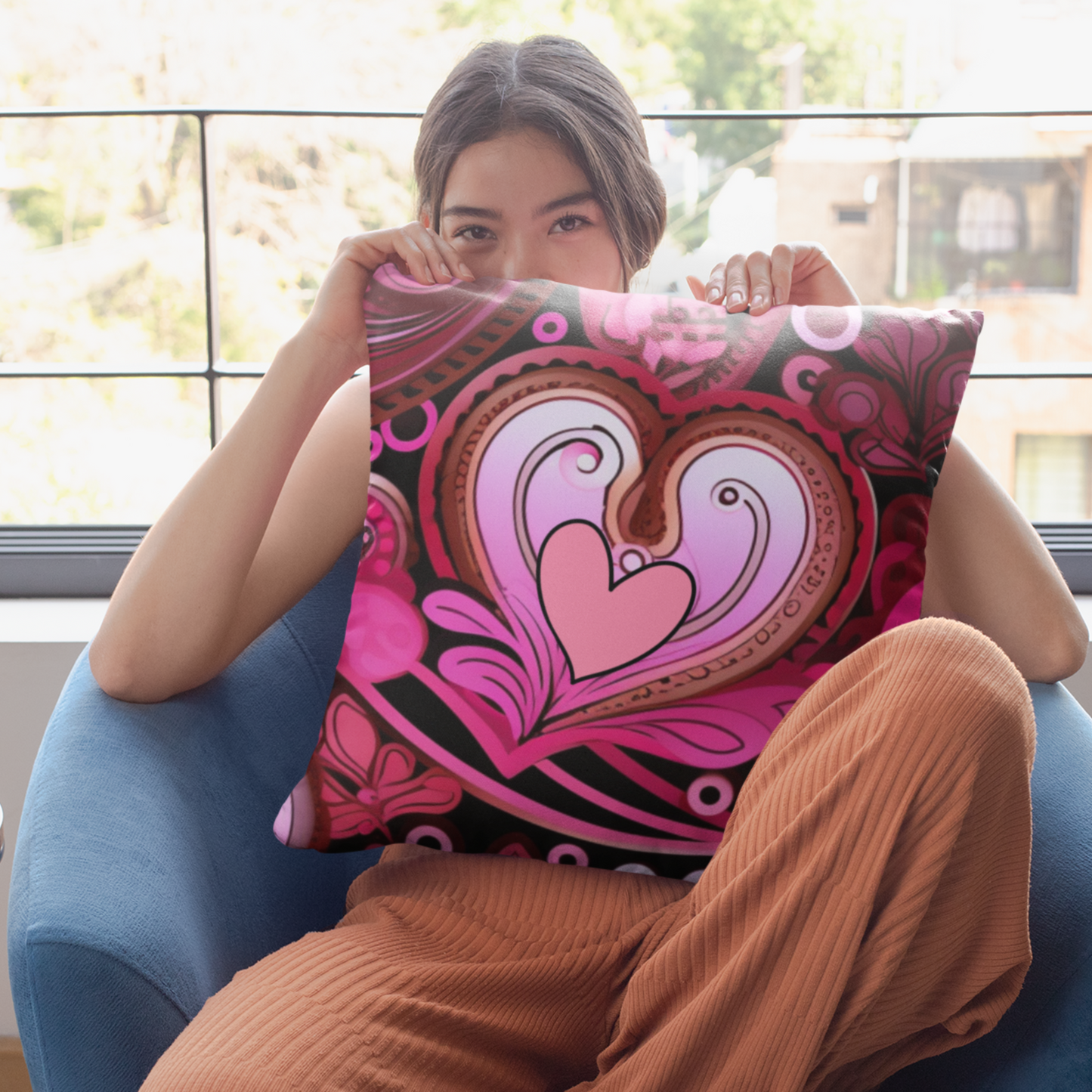 Romantic Pink Floral Home Accessory Heart And Flower Pillow Romantic Gift Idea For Couples Elegant Valentine's Gift Idea Pink Floral Throw Pillow