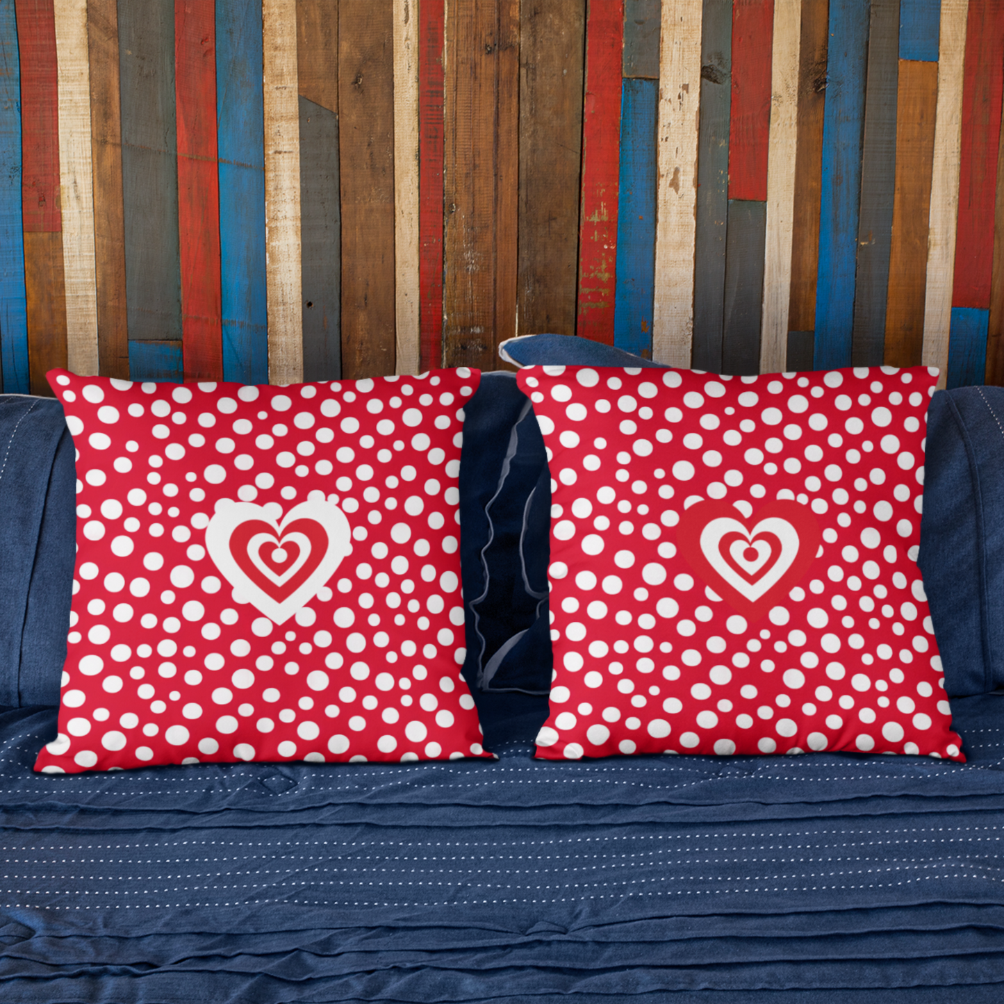 Fun Valentine's Day Accent Pillow Unique Polka Dot Love-Inspired Cushion Romantic Gift Idea for Couples for V-Day Red and White Heart Year-Round Accent Pillow