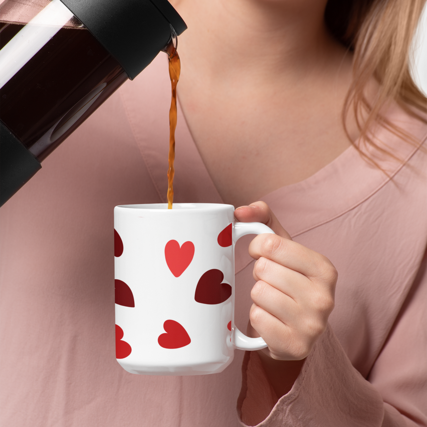 Valentine's Coffee Mug Gift Love-Themed Drinkware Unique Heart-Pattern Design Gift Idea for Lovers of Coffee And V-Day Special Occasion Mug