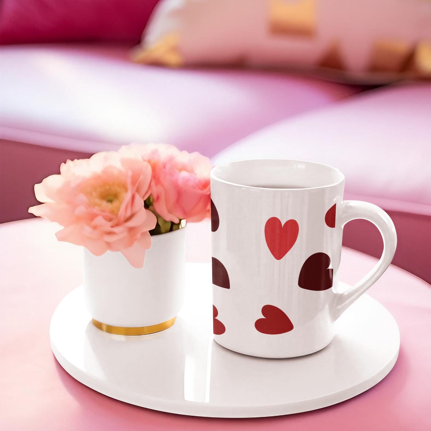 Valentine's Coffee Mug Gift Love-Themed Drinkware Unique Heart-Pattern Design Gift Idea for Lovers of Coffee And V-Day Special Occasion Mug