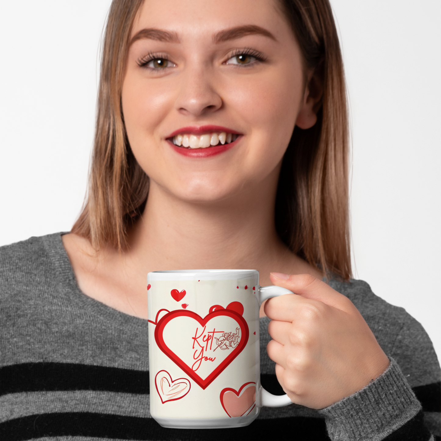 Cute Cupid Love Mug Couples Valentine Love Celebration Gift Idea Thoughtful Romantic Anniversary Affirmation Coffee Mug Trendy Modern Love Drinkware