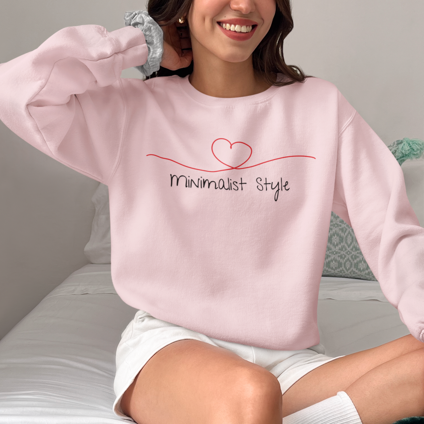 Eco-Friendly Valentine Sweatshirt Heart Design Minimalist Love-Inspired Clothing Thoughtful Gift Idea For Lovers Of Minimalism V-Day Shirt