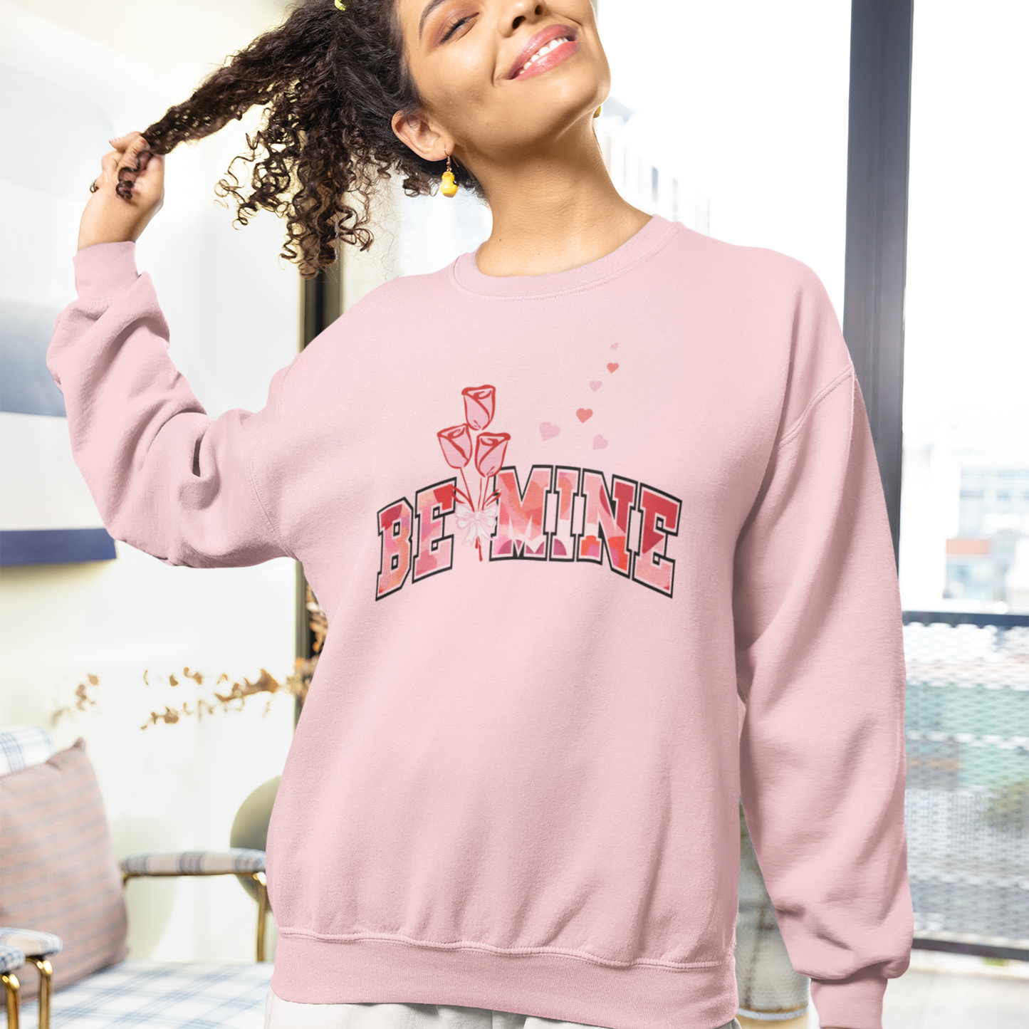 Rose-Themed Valentine Sweatshirt Design Perfect Rose-Bouquet V-Day Outfit Thoughtful Heart And Roses Gift Idea For Lovers Eco-Friendly Winter Wear