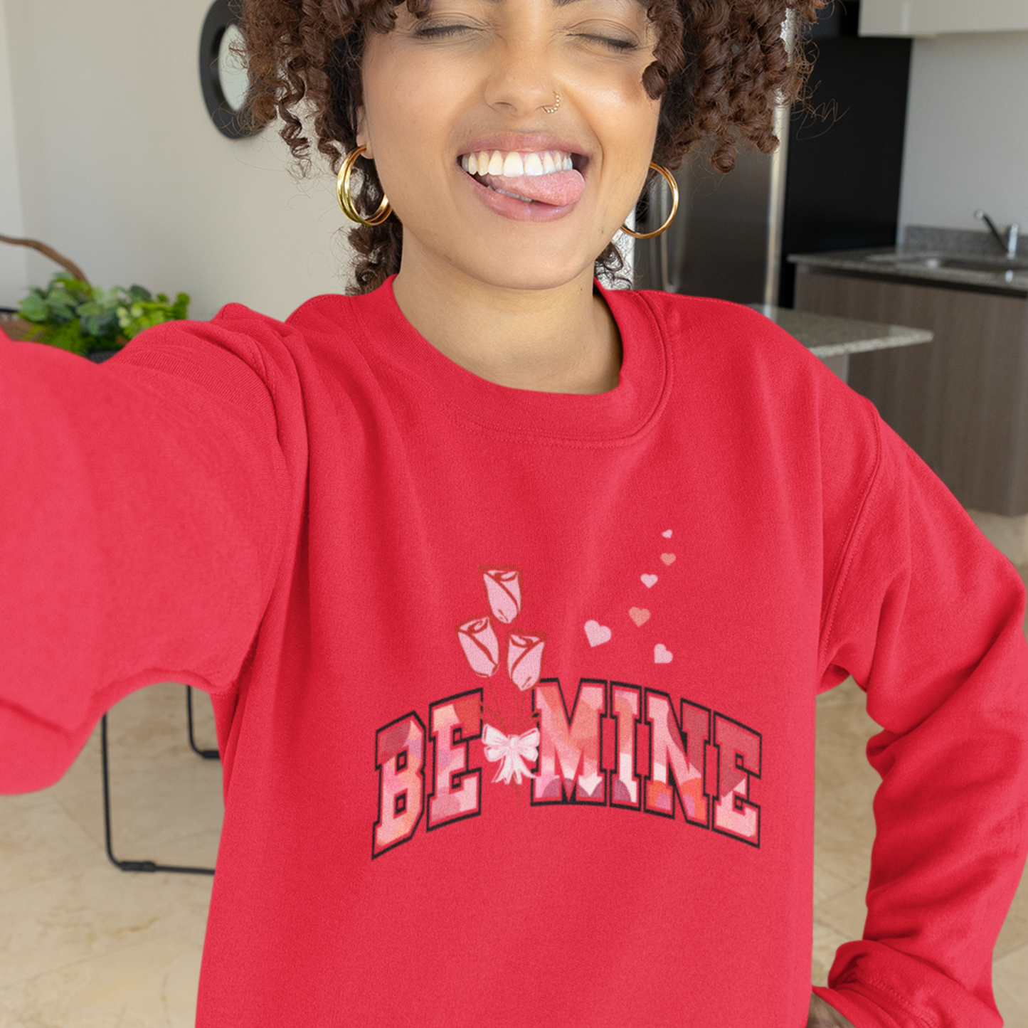 Rose-Themed Valentine Sweatshirt Design Perfect Rose-Bouquet V-Day Outfit Thoughtful Heart And Roses Gift Idea For Lovers Eco-Friendly Winter Wear