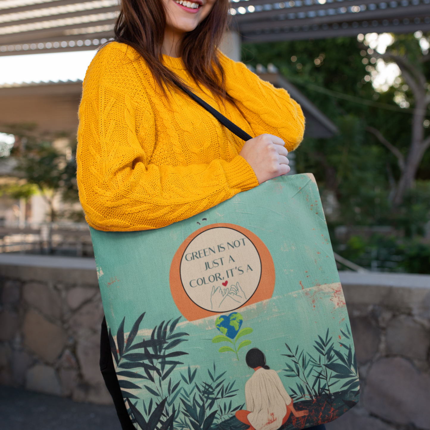Sustainable Nature-Inspired Planet Pledge Earth Day Reusable Tote Environmentalist Pinky-Promise Design Planet Positive Eco-Conscious Tote Bag