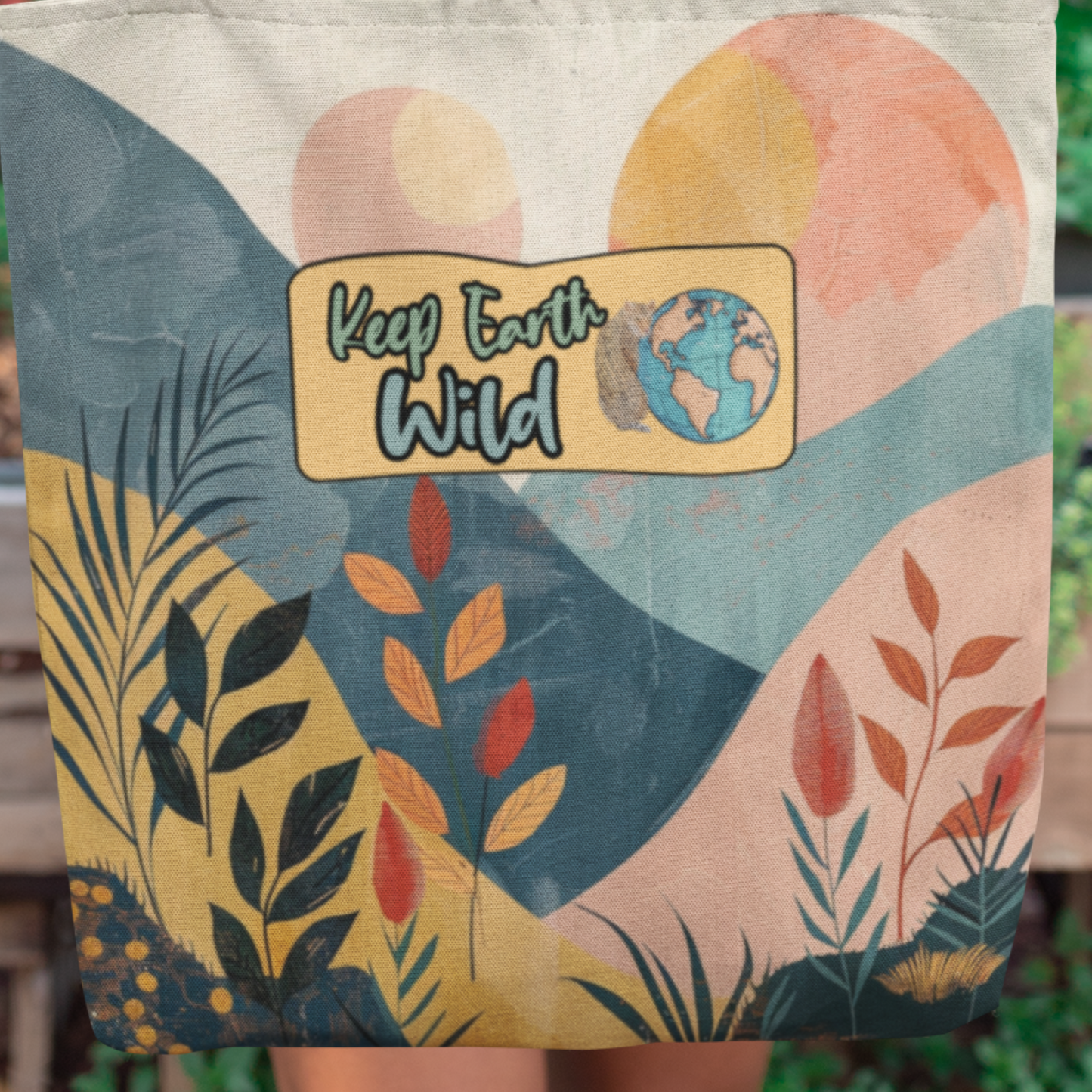 Bold Earth Day Keep Earth Wild Message Tote Eco-Friendly Accessory Nature Lover Planet Positive Environmentalist Boho Reusable Tote