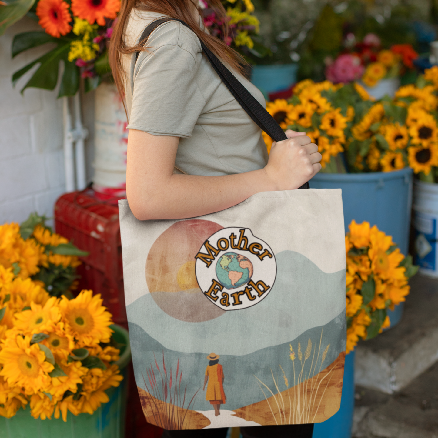 Everyday Earth Day Tote Planet Protector Environmentalist Gift for Her Reusable Eco Bag Woman-Owned Business Product Earth Tribute Accessory