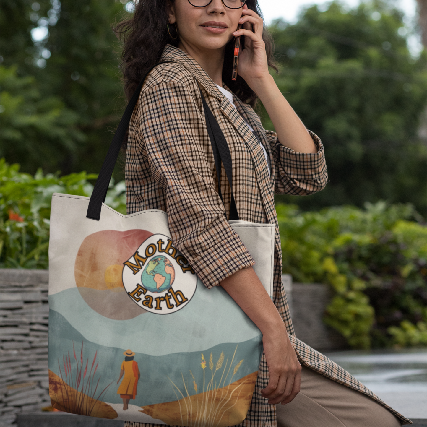 Everyday Earth Day Tote Planet Protector Environmentalist Gift for Her Reusable Eco Bag Woman-Owned Business Product Earth Tribute Accessory