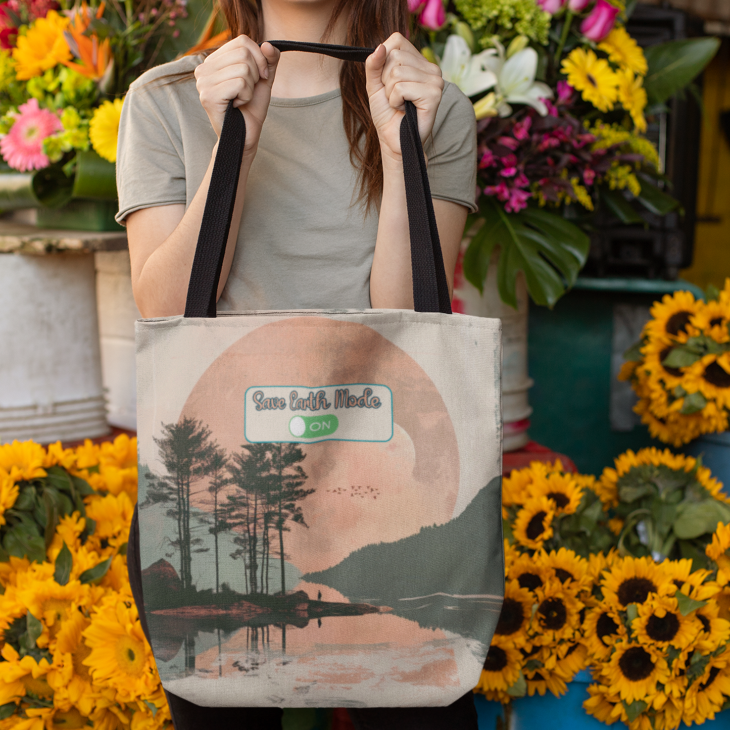 Eco Friendly Earth Day Climate Action Design Bag Sustainable Lifestyle Environmentalist Gift For Nature Lover Climate Positive Accessory Tote
