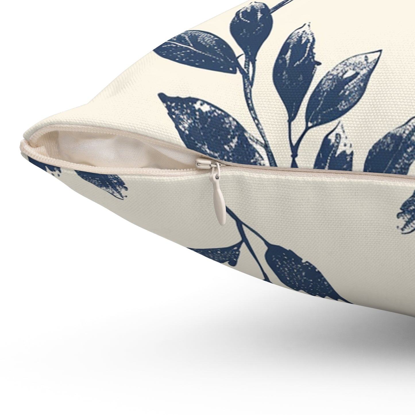 Seasonal Fall Home Decor Pillow Beige and Blue Autumn Floral Accent Pumpkin Themed Double-Sided Throw Cushion Gift For Her