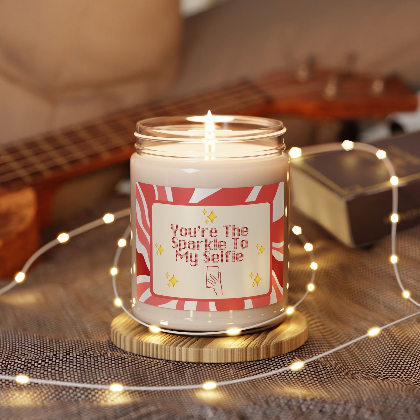 Playful Love Candle For V-Day Fun Valentine's Day Gen-Z Themed Candle Gift Trendy Pixel Font Design You’re the Sparkle to My Selfie Candle Couple's Gift