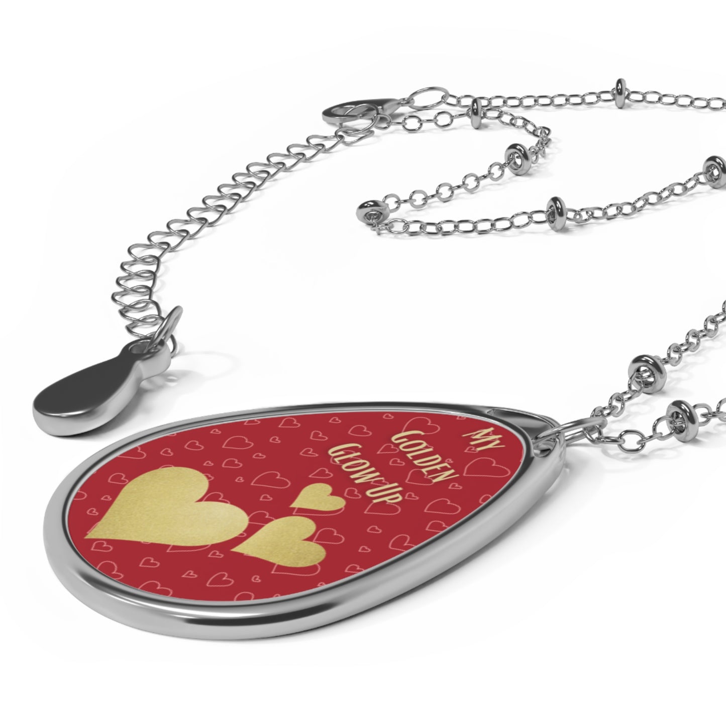 Red And Gold Elegant Statement Necklace Romantic Love-Inspired Jewelry For Her Valentine's Day Gold Heart Pendant Golden Glow Up Inspirational Gift Idea