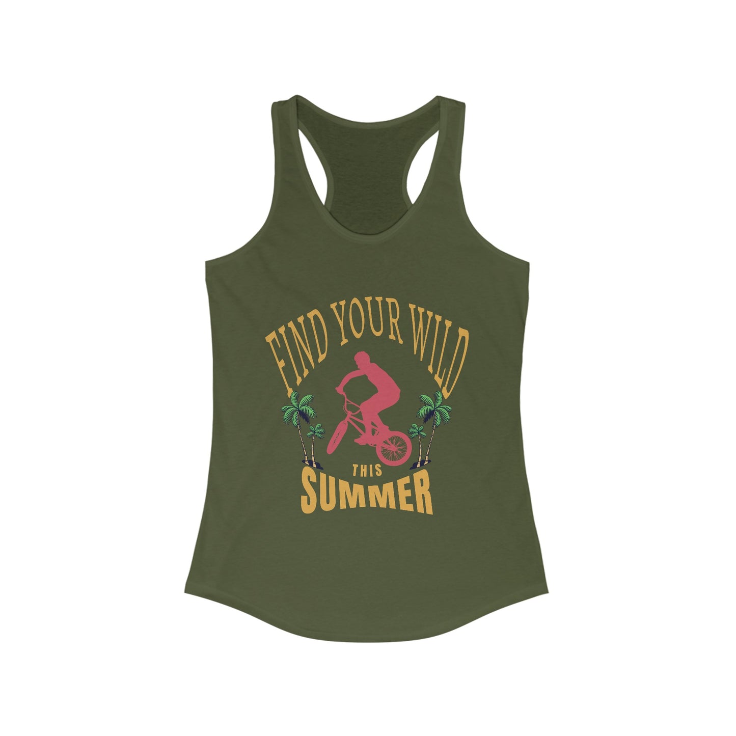 Sporty Women's Racerback Fashion Tank Trendy Summer Clothing Active Lifestyle Shirt Mid-Air Bicycle Jump Top