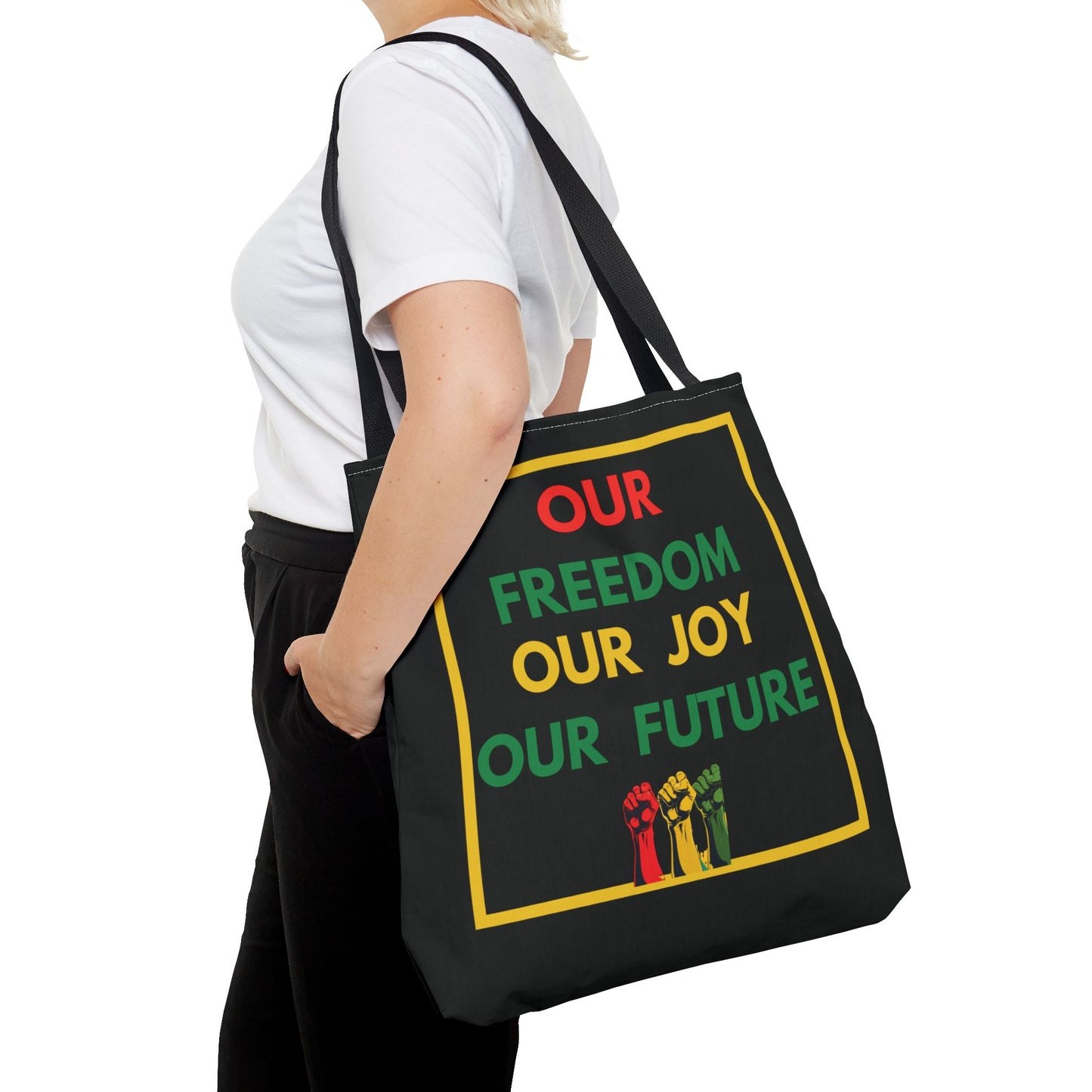 Red Gold Green Liberation Movement Tote Our Freedom Our Joy Our Future Cultural Pride Afrocentric Empowerment Fashion Tote Black History Gift