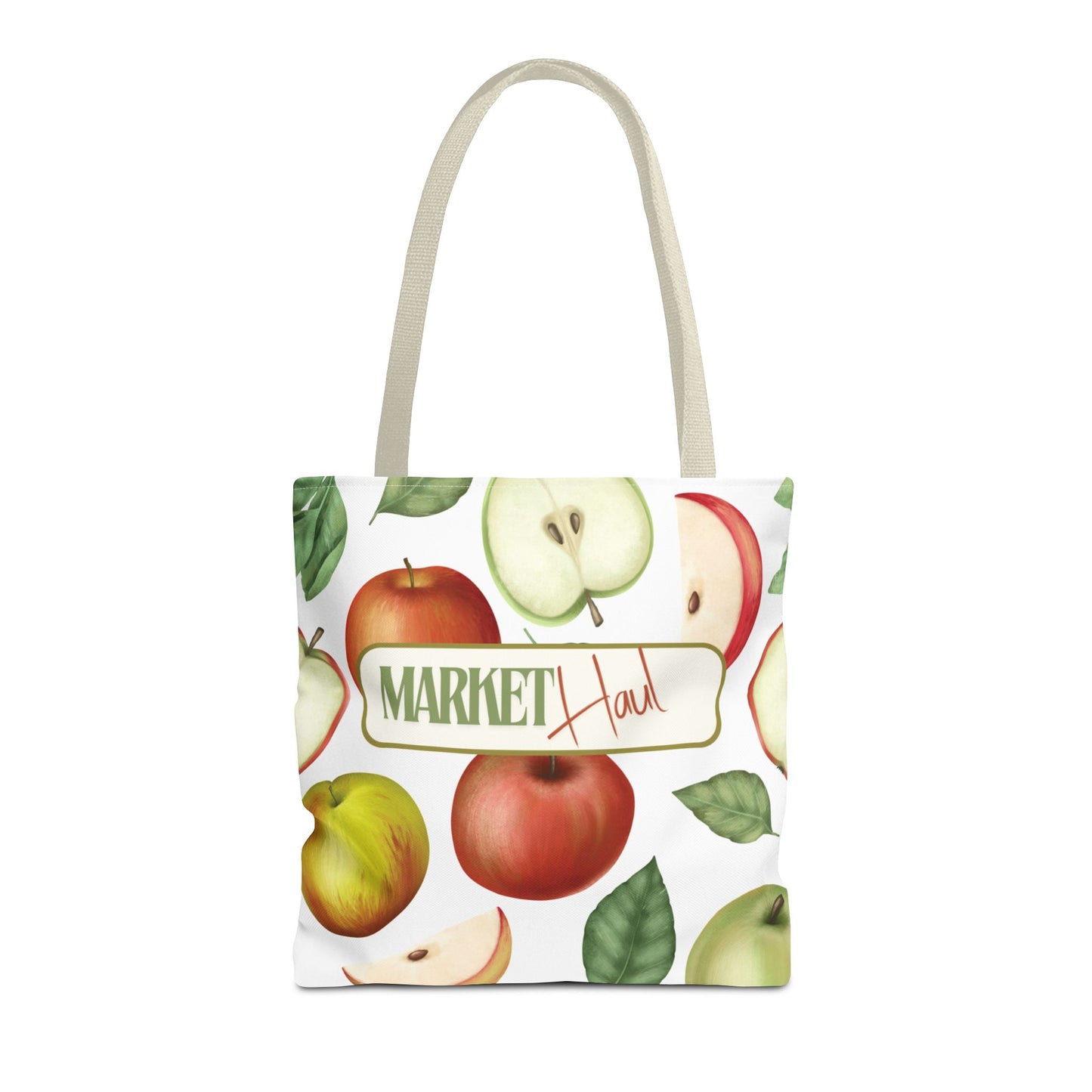 Everyday-Use Shopping Tote Apple Pattern Shopping Bag Functional Large Storage Eco-Friendly Market Tote
