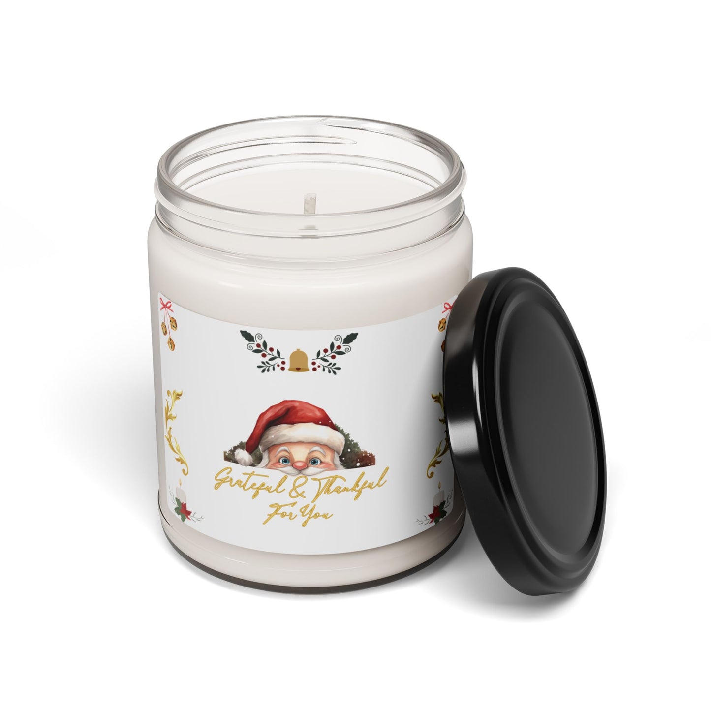 Christmas Gift Candle Peeking Santa Cozy Holiday Bells Winter Fun Candle Scented Soy Hostess Gift Candle