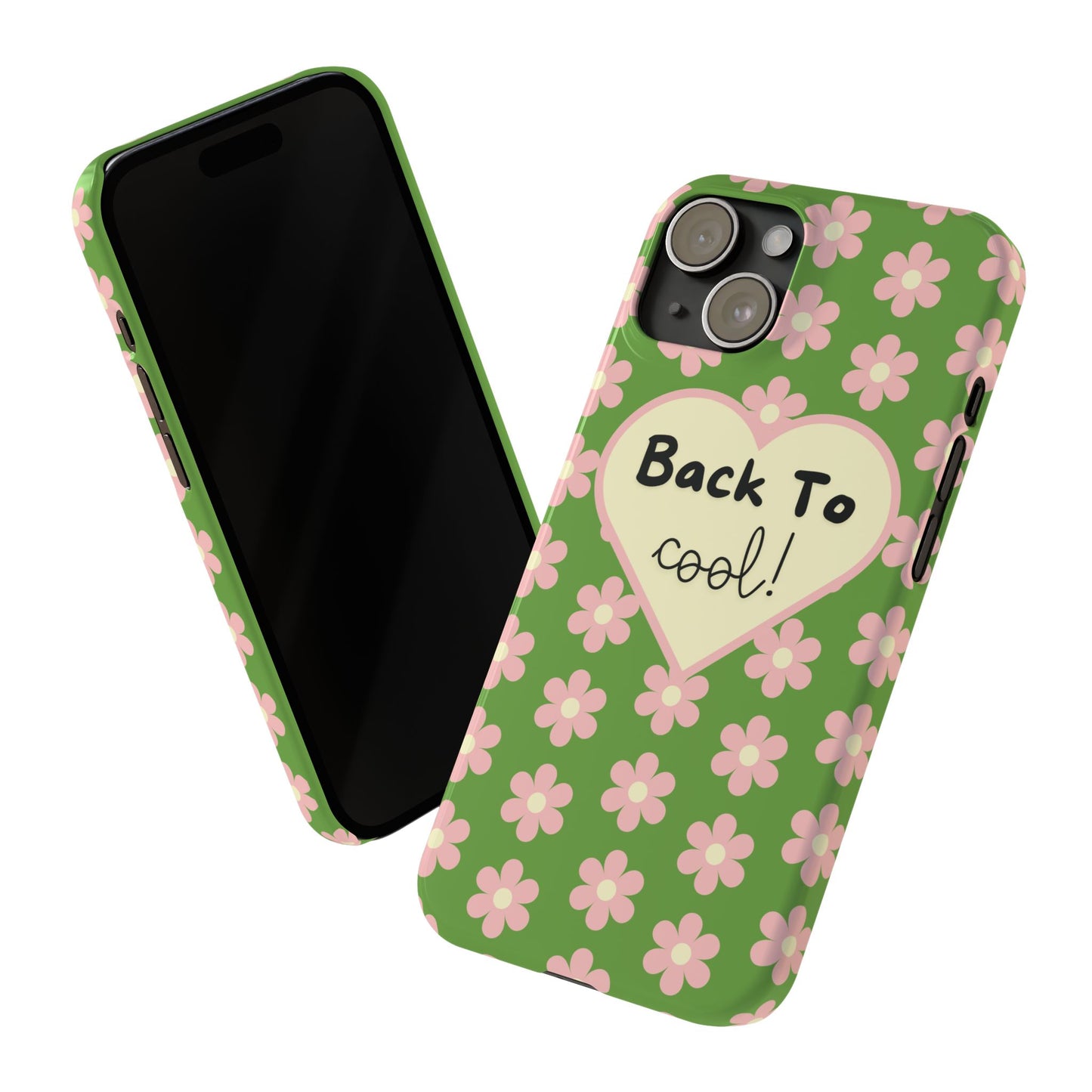 Trendy Back To School iPhone Cover Fashionable School Gear Motivational Phone Case Playful Design Green Floral Phone Case