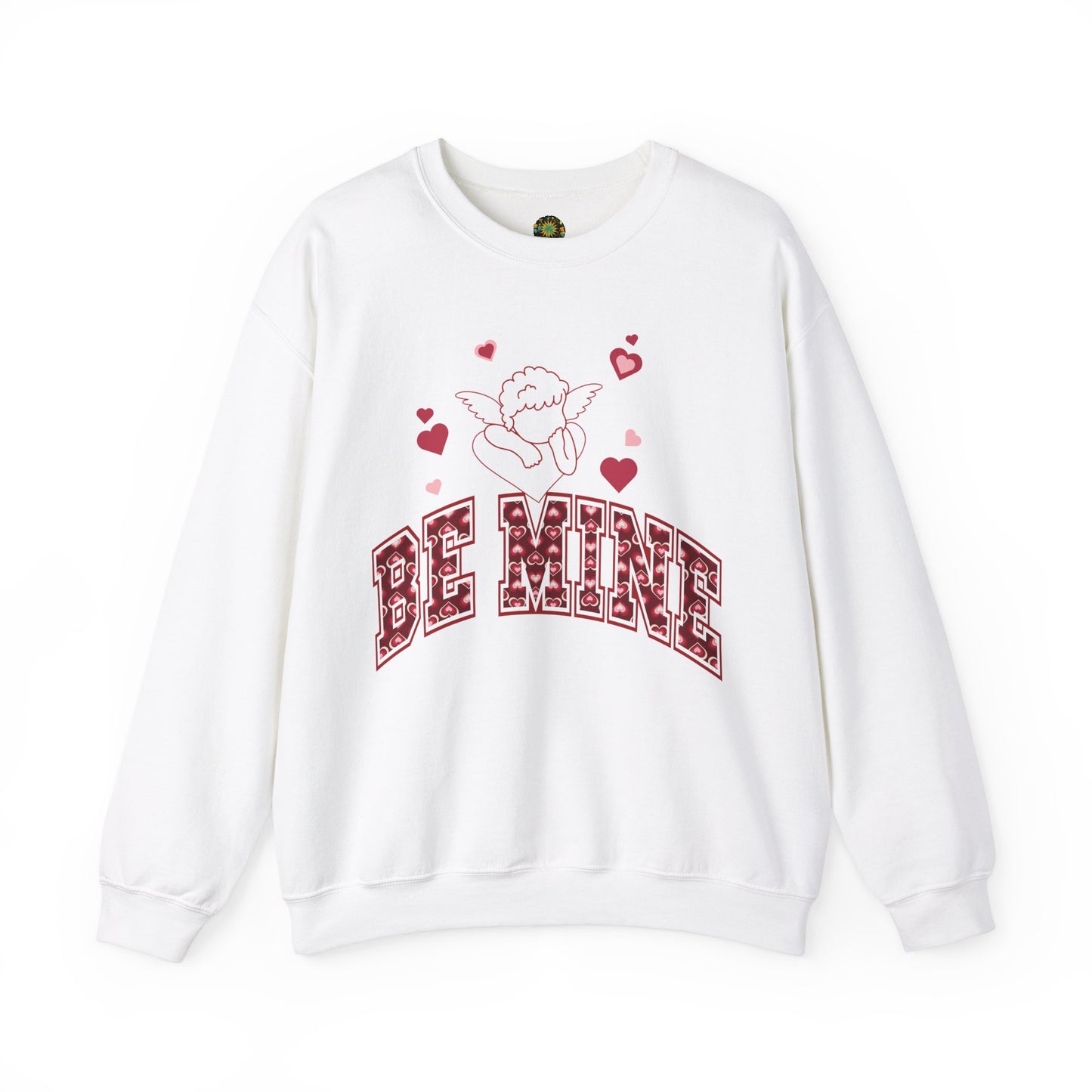 Cupid And Hearts Valentine Design Sustainable Cotton Sweatshirt Perfect V-Day Love-Theme Wardrobe Outfit Artistic Cupid Valentine Fashion Gift Idea
