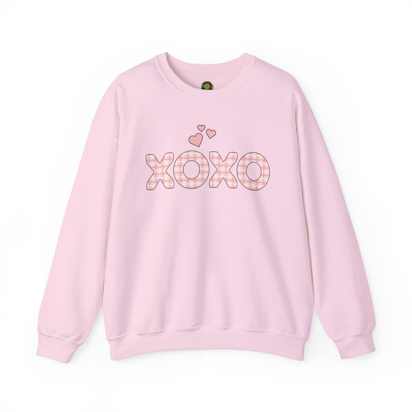 Cute Heart Sweatshirt For Couples Ethically-Made Sustainable Cotton Valentine Crewneck XOXO Plaid Romantic Shirt Thoughtful Gift Idea