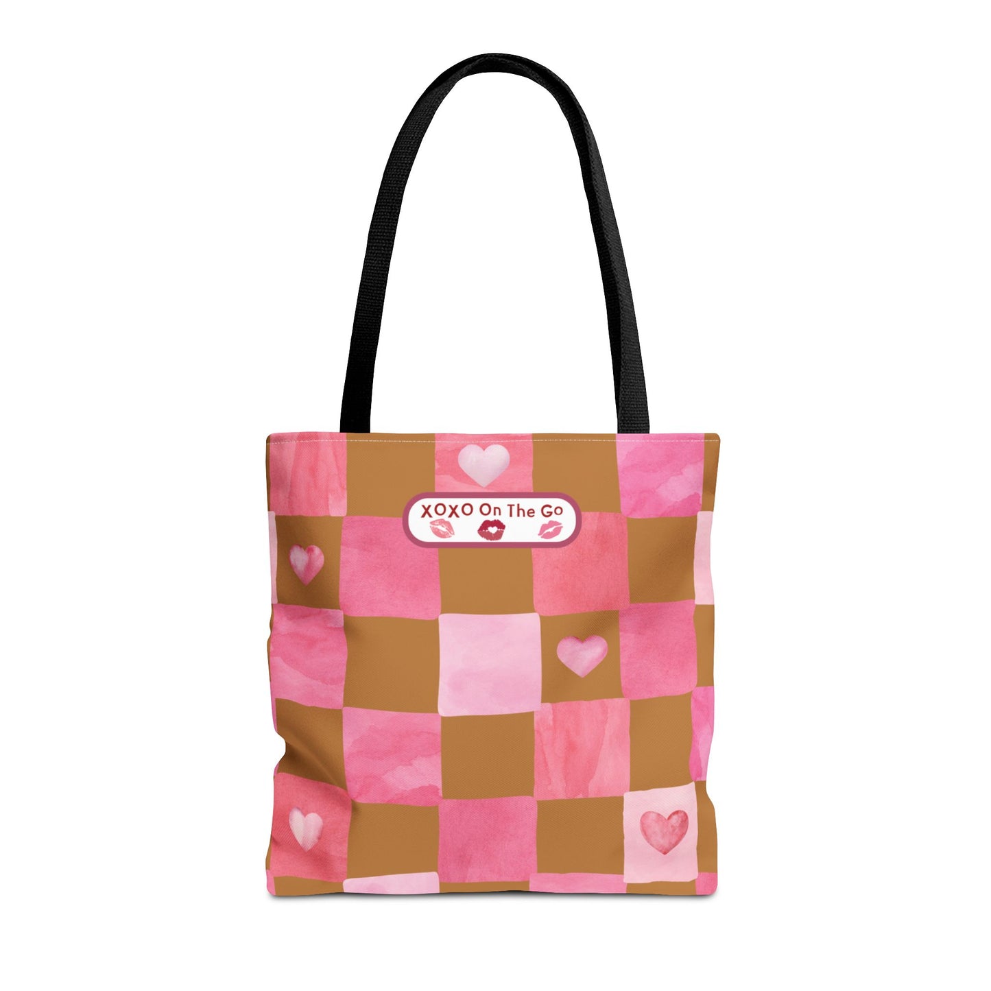 Gen Z Pink and Brown Checkerboard Bag Valentine's Gift For Romantic Occasions Love Themed Aesthetic Trendy Pink Tote For Young Women