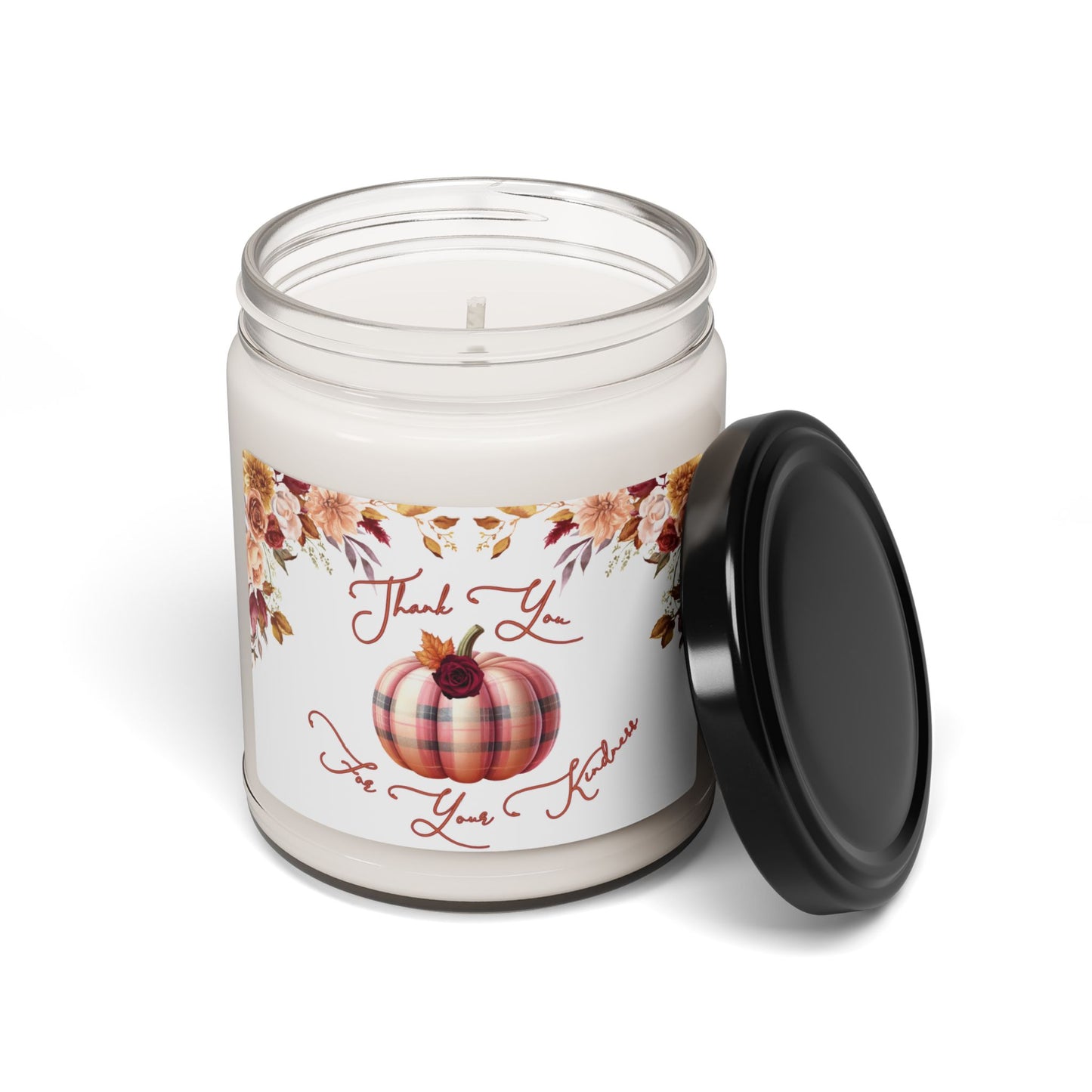 Fall Decor Scented Soy Candle, 9oz Eco Friendly Thanksgiving Host Gift Thank You Seasonal Aromatic Candle Gratitude Kindness Gift