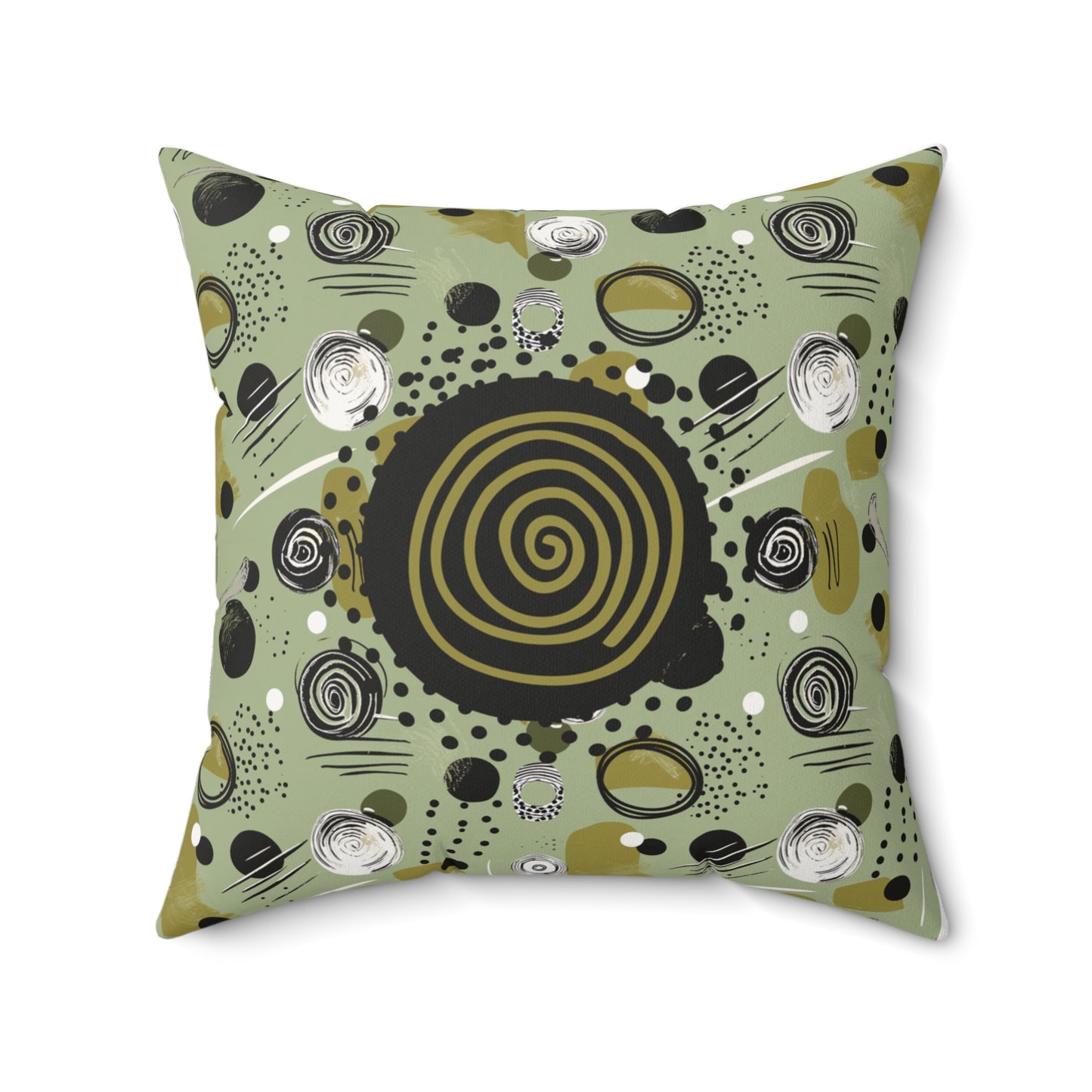 Contemporary Art Deco Cushion Modern Home Decor Green Spiral Design Decorative Unique Pattern Decorative Throw Pillow Double Sided Hostess Gift Accent Piece