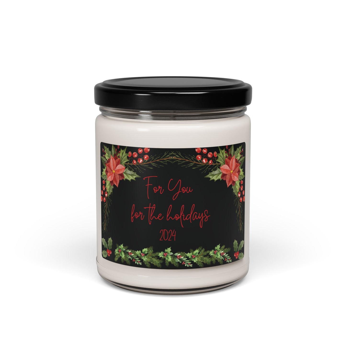 Elegant Christmas Design Giftable Floral Candle Of Friendship Holiday Season Aromatic 9oz Eco-Friendly Black Label Winter Candle