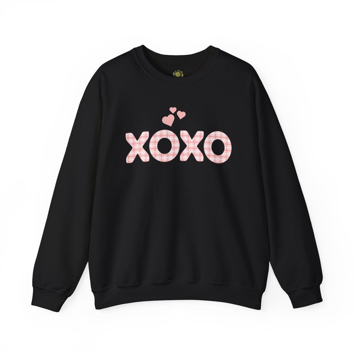 Cute Heart Sweatshirt For Couples Ethically-Made Sustainable Cotton Valentine Crewneck XOXO Plaid Romantic Shirt Thoughtful Gift Idea