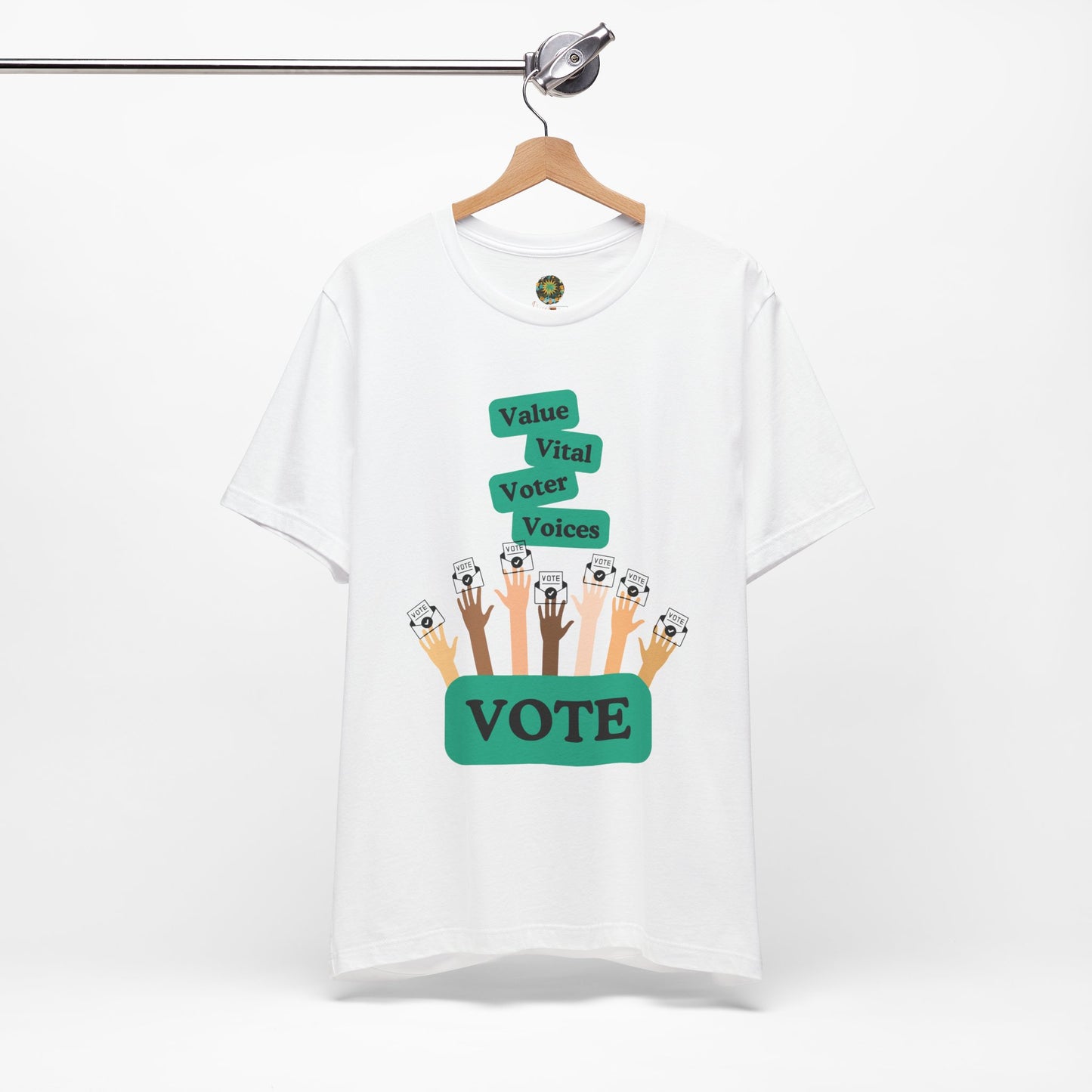Unique Voting Design US Election 2024 T-Shirt Value Vital Voter Voices Graphic Hands Voting Tee Election Apparel