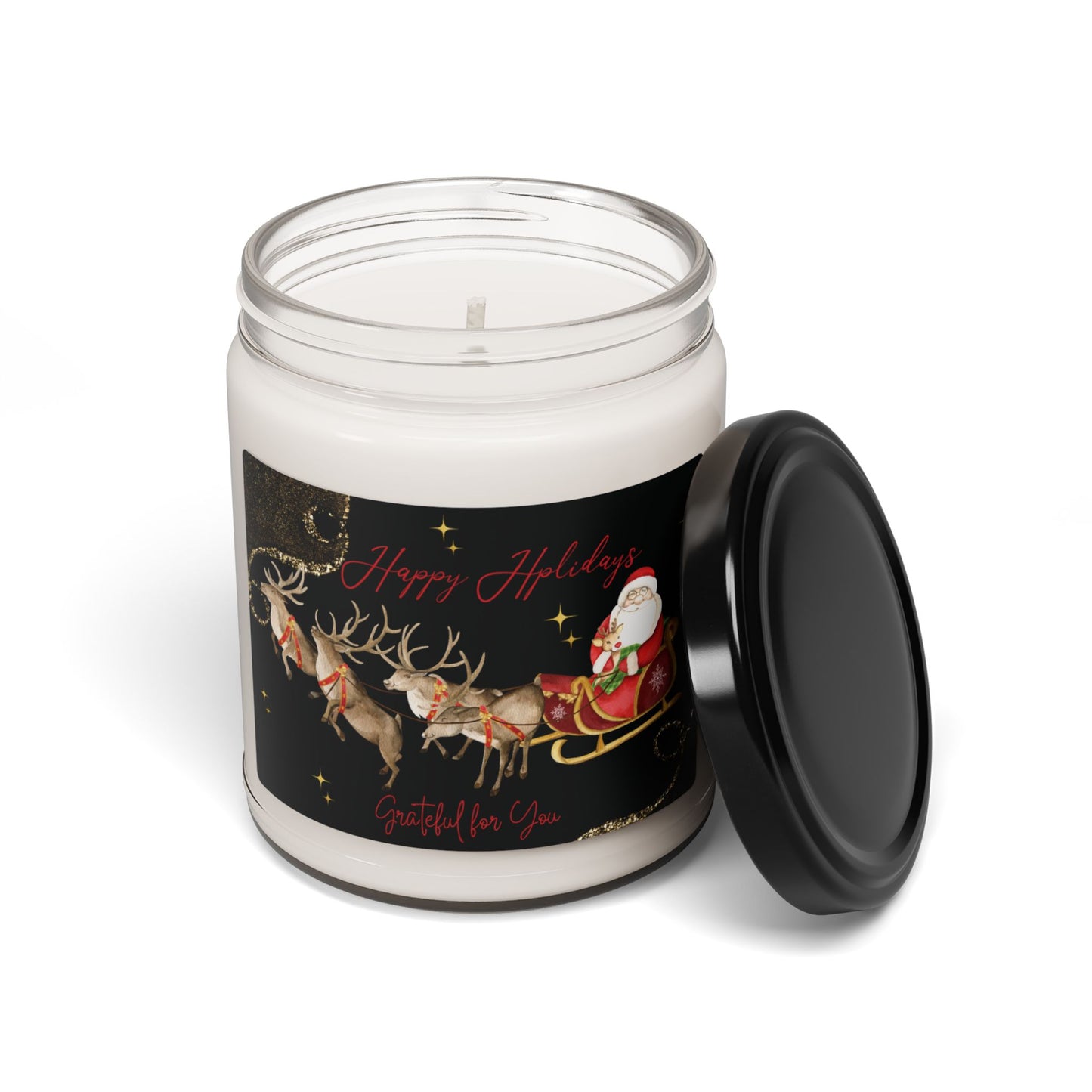 Christmas Gift Candle Santa's Sleigh Black Label Holiday Appreciation Candle 9oz Eco-Friendly Seasonal Aromatic Candle Festive Home Hostess Gift