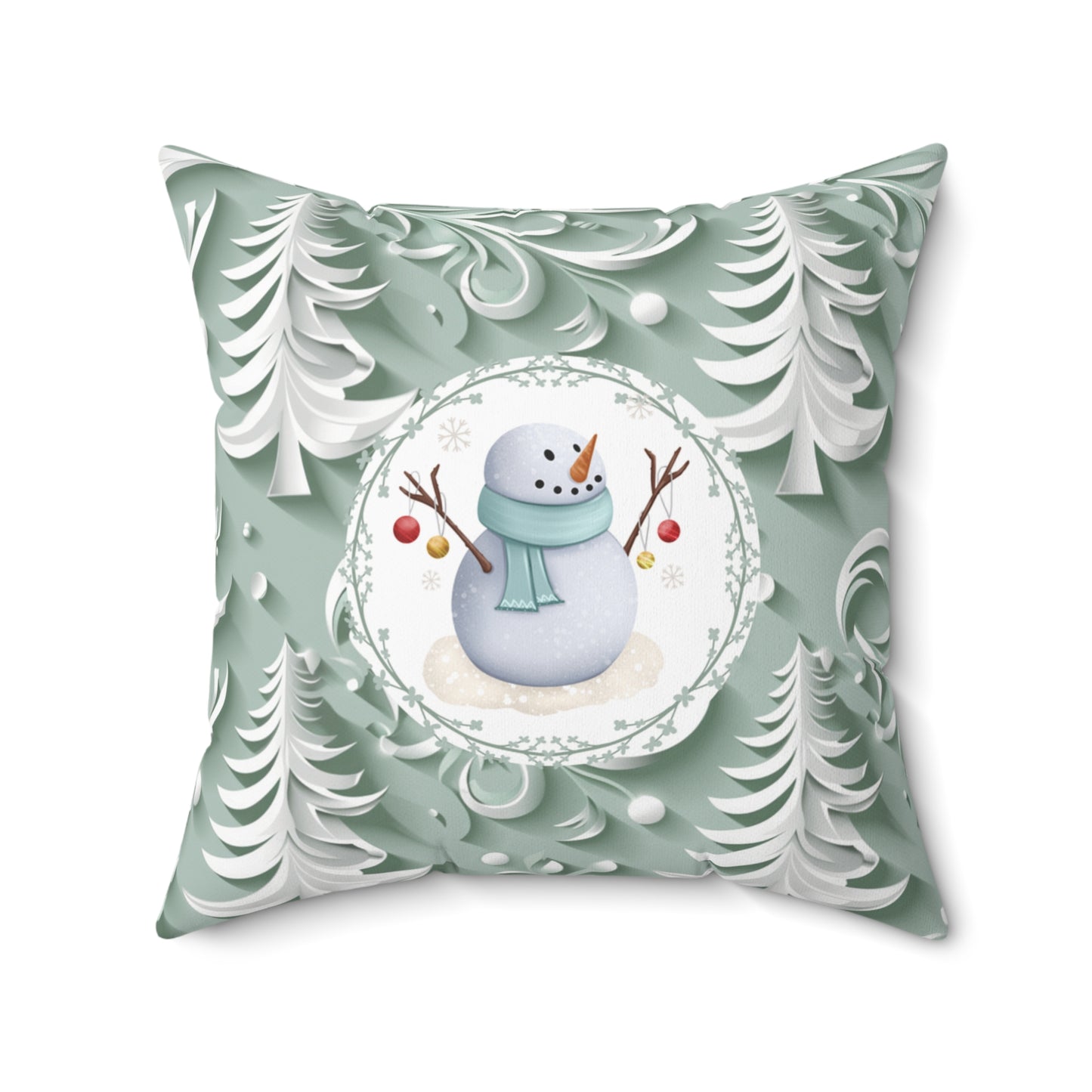 Christmas Decor Playful Snowman Home Accent Pillow Double-Sided Holiday Throw Pillow Christmas Gift Idea Seasonal Home Decor