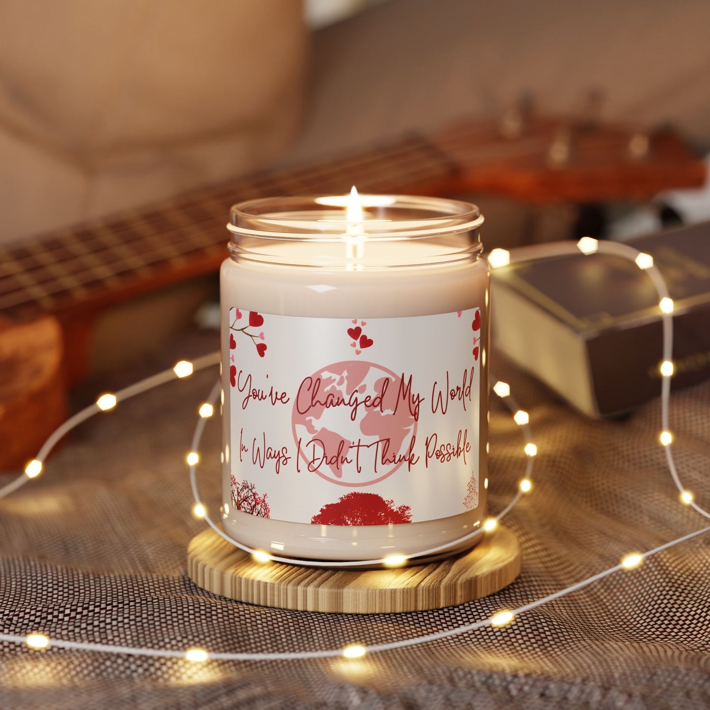 Sentimental Valentine Candle Gift For Partner Scented Long-Burning V-Day Soy Wax Candle Anniversary Love-Themed Decorative Globe and Heart Gift Candle
