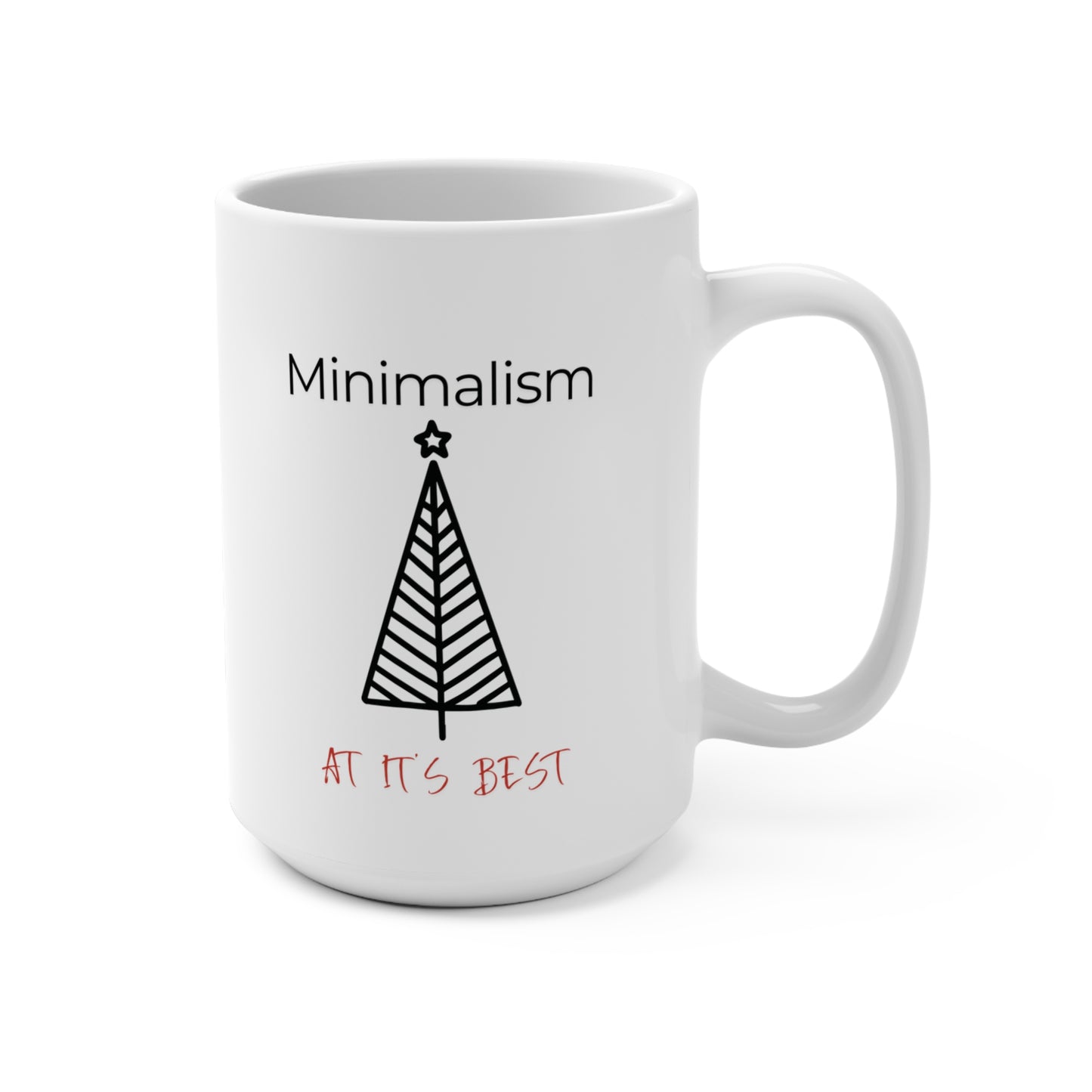 Christmas Minimalism15oz White Mug Red and Black Trendy Mug Design Understated Modern Festive Holiday Mug Gift