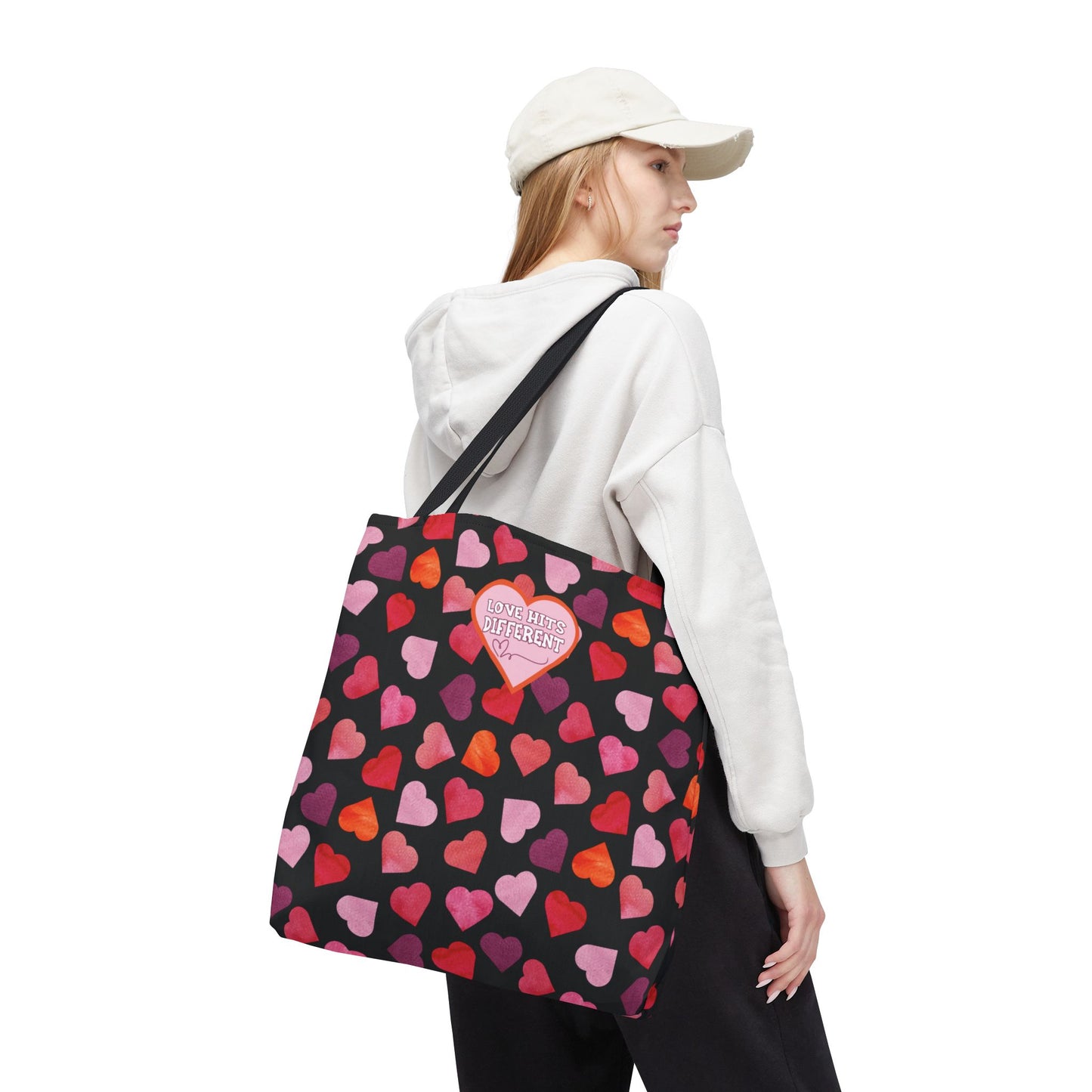 Trendy Love-Themed Reusable Valentine's Day Aesthetic Gen Z Heart Design Tote Large Storage Gift Accessory For Her Romantic and Stylish Tote Bag