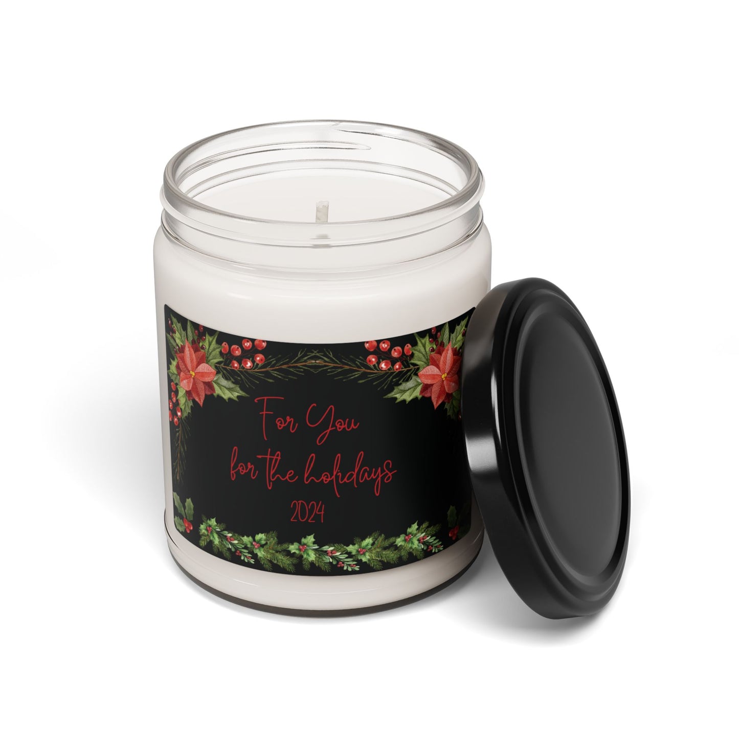 Elegant Christmas Design Giftable Floral Candle Of Friendship Holiday Season Aromatic 9oz Eco-Friendly Black Label Winter Candle