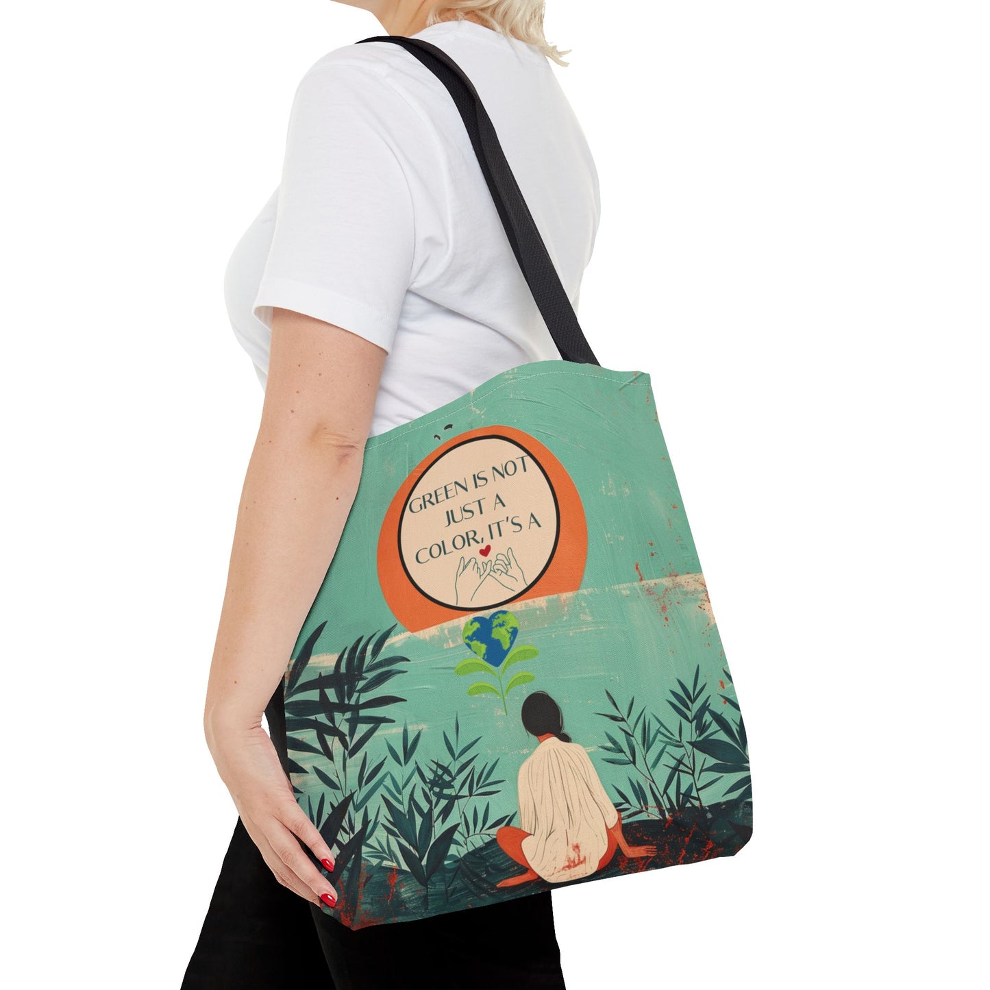 Sustainable Nature-Inspired Planet Pledge Earth Day Reusable Tote Environmentalist Pinky-Promise Design Planet Positive Eco-Conscious Tote Bag